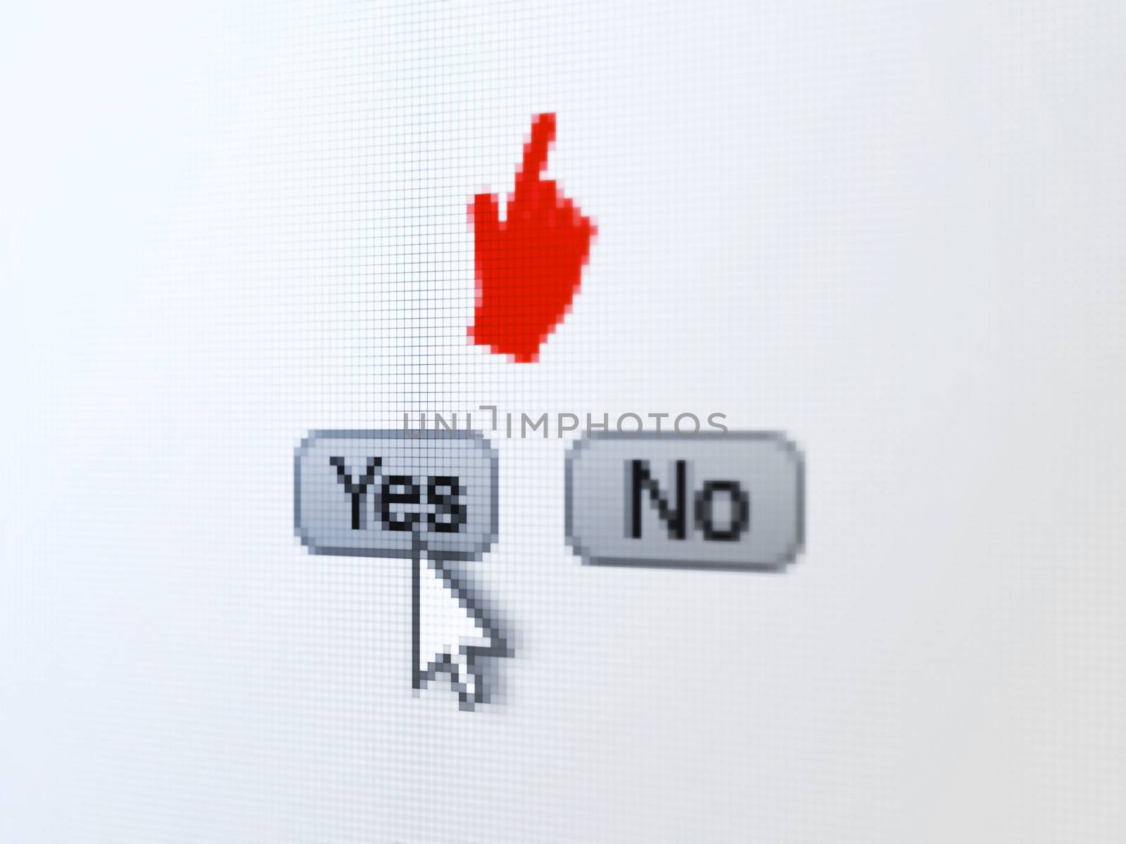 Social media concept: Mouse Cursor on digital computer screen by maxkabakov