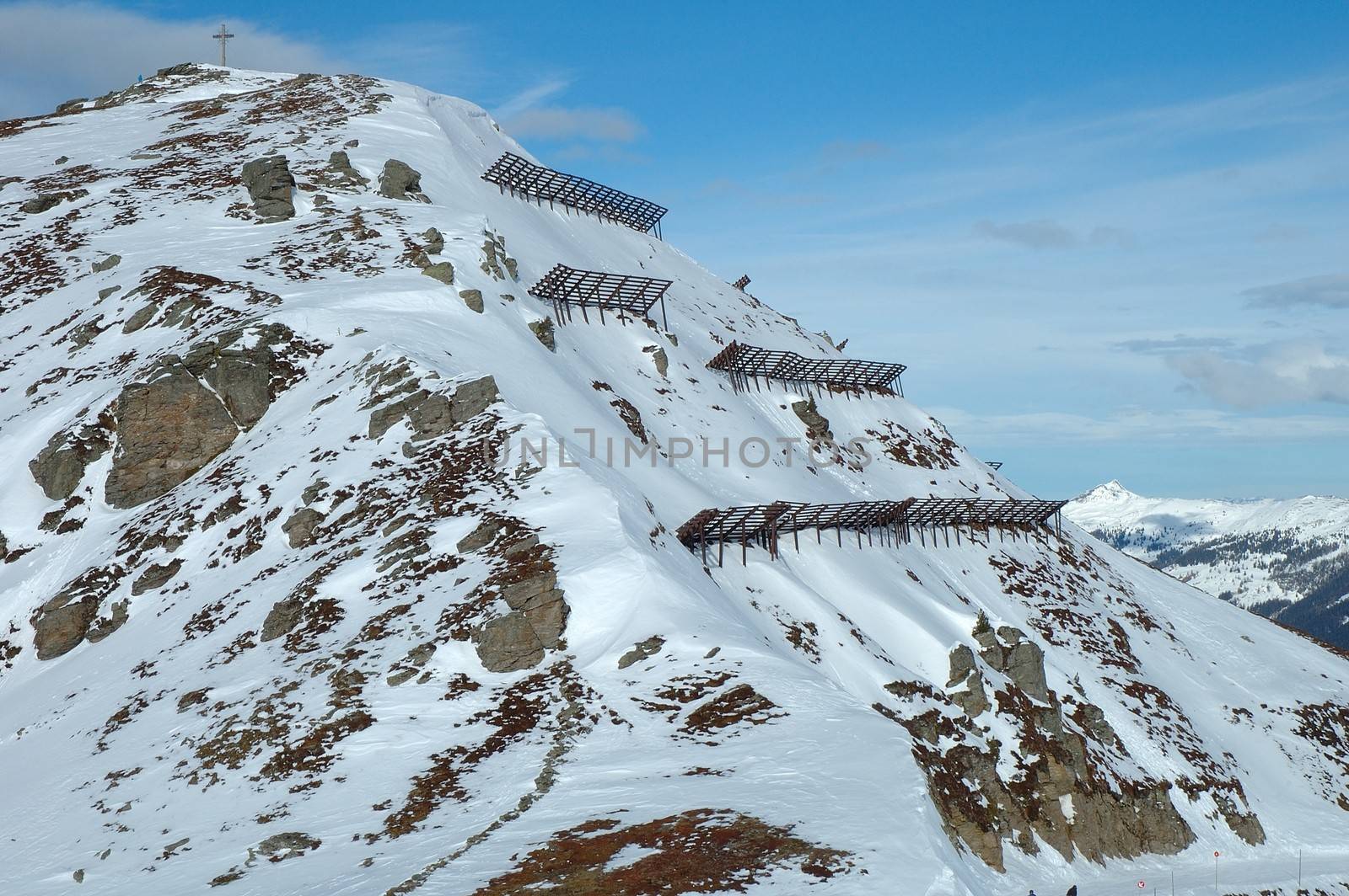 Anti avalanche structures on the side of a mountain by janhetman