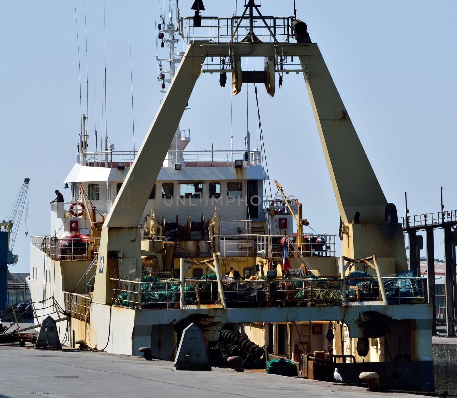 Fishing boat in the port of Boulogne-sur-Mer. France