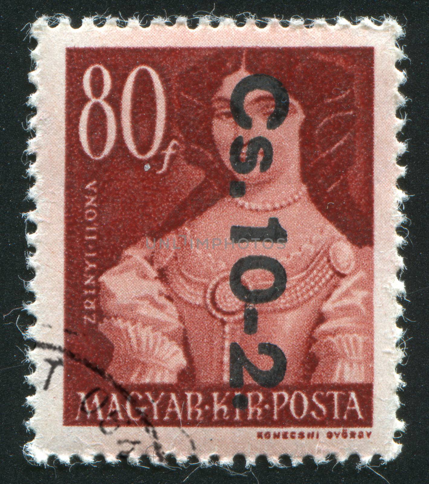 HUNGARY - CIRCA 1952: stamp printed by Hungary, shows portrait of Ilona Zrinyi,  circa 1952