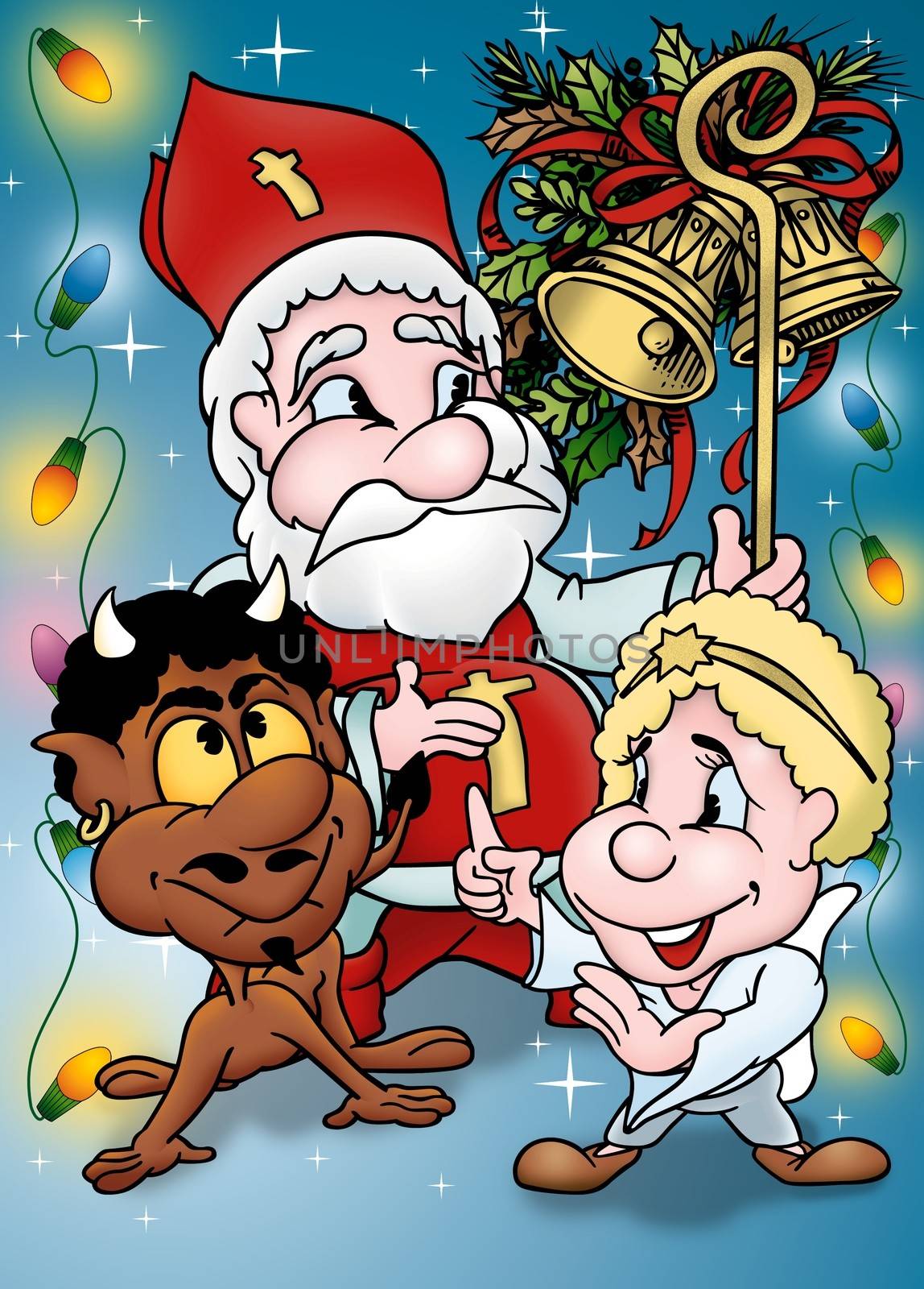 Christmas Cartoon - Holiday Background Illustration, Bitmap