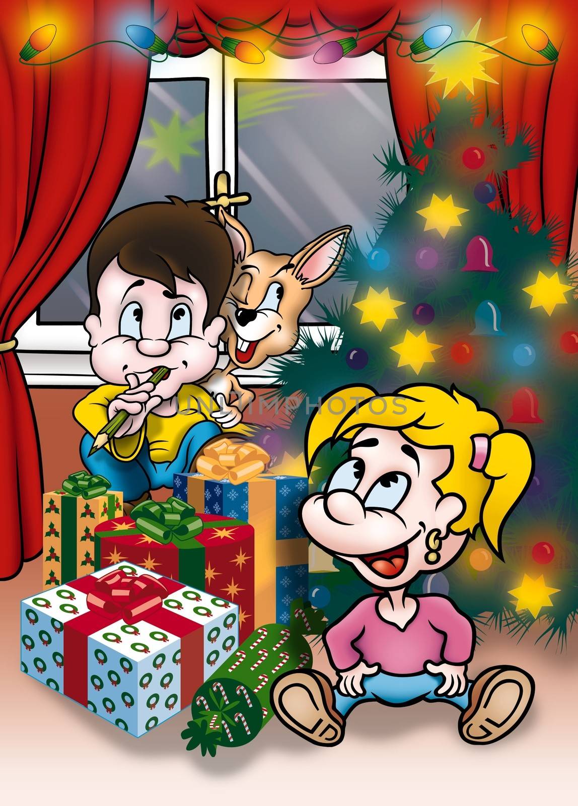Christmas Cartoon Kids by illustratorCZ