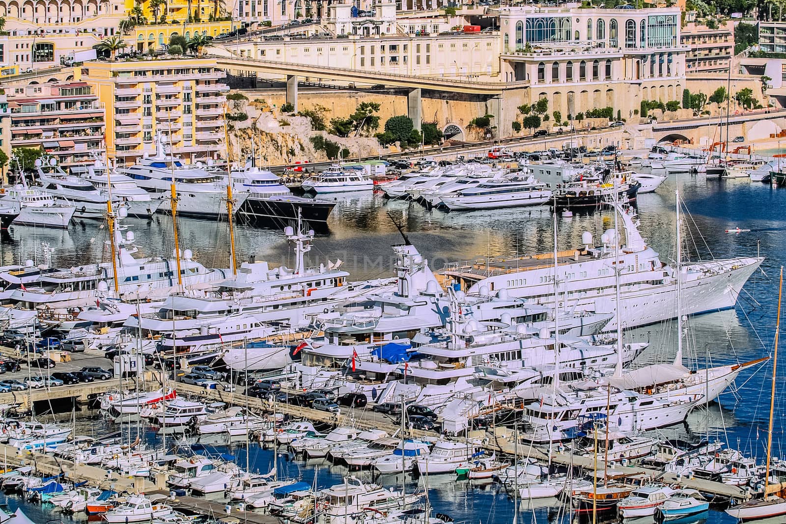 harbor city of principaute of monaco and monte carlo in the south of France