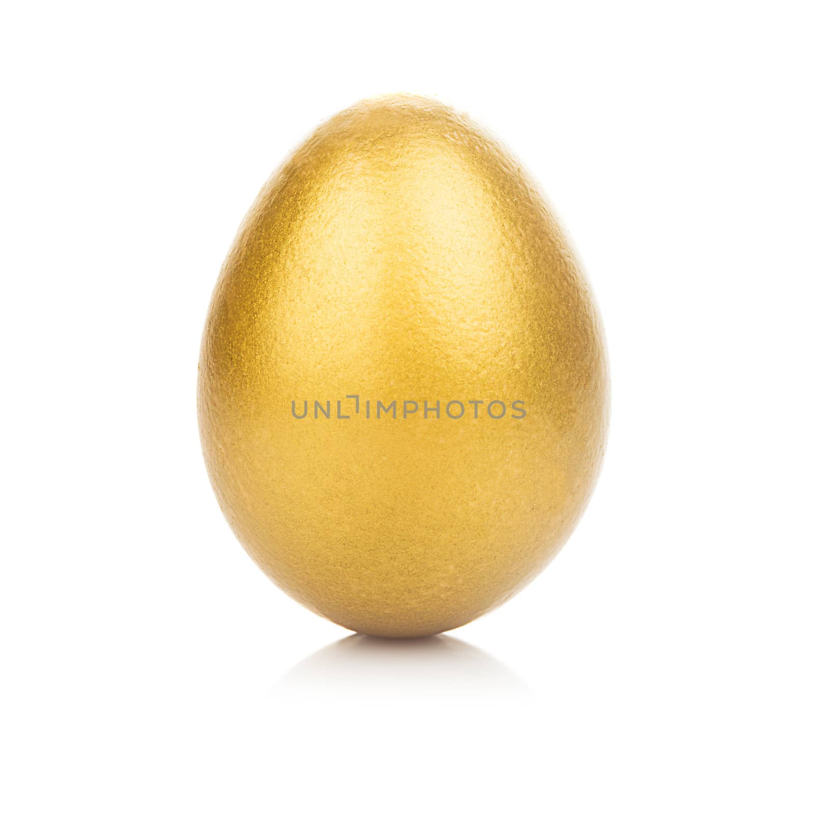 One golden egg isolated on white background