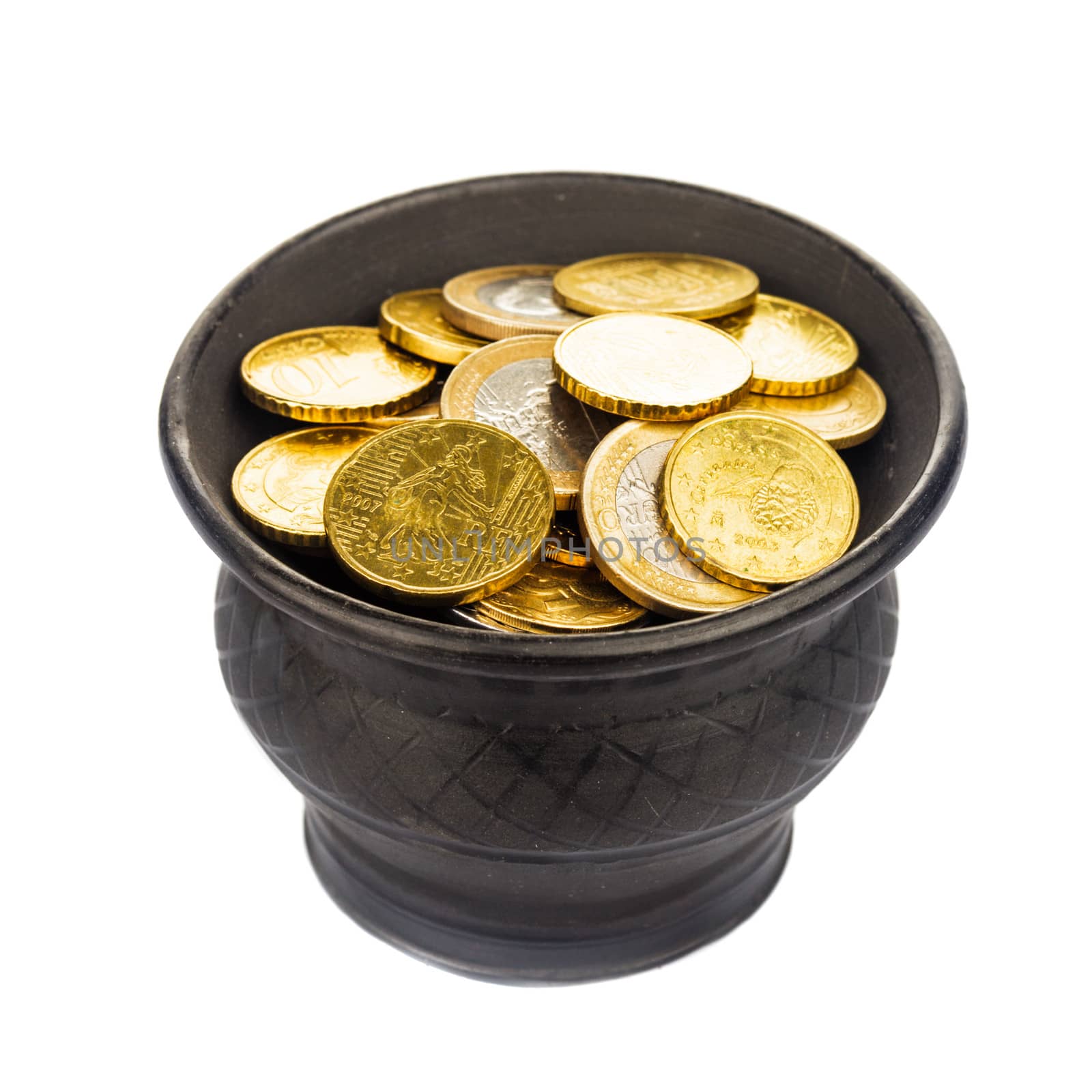 Pot with golden coins by oksix