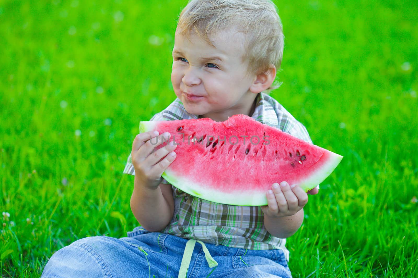 Kid with watermelon by oksix