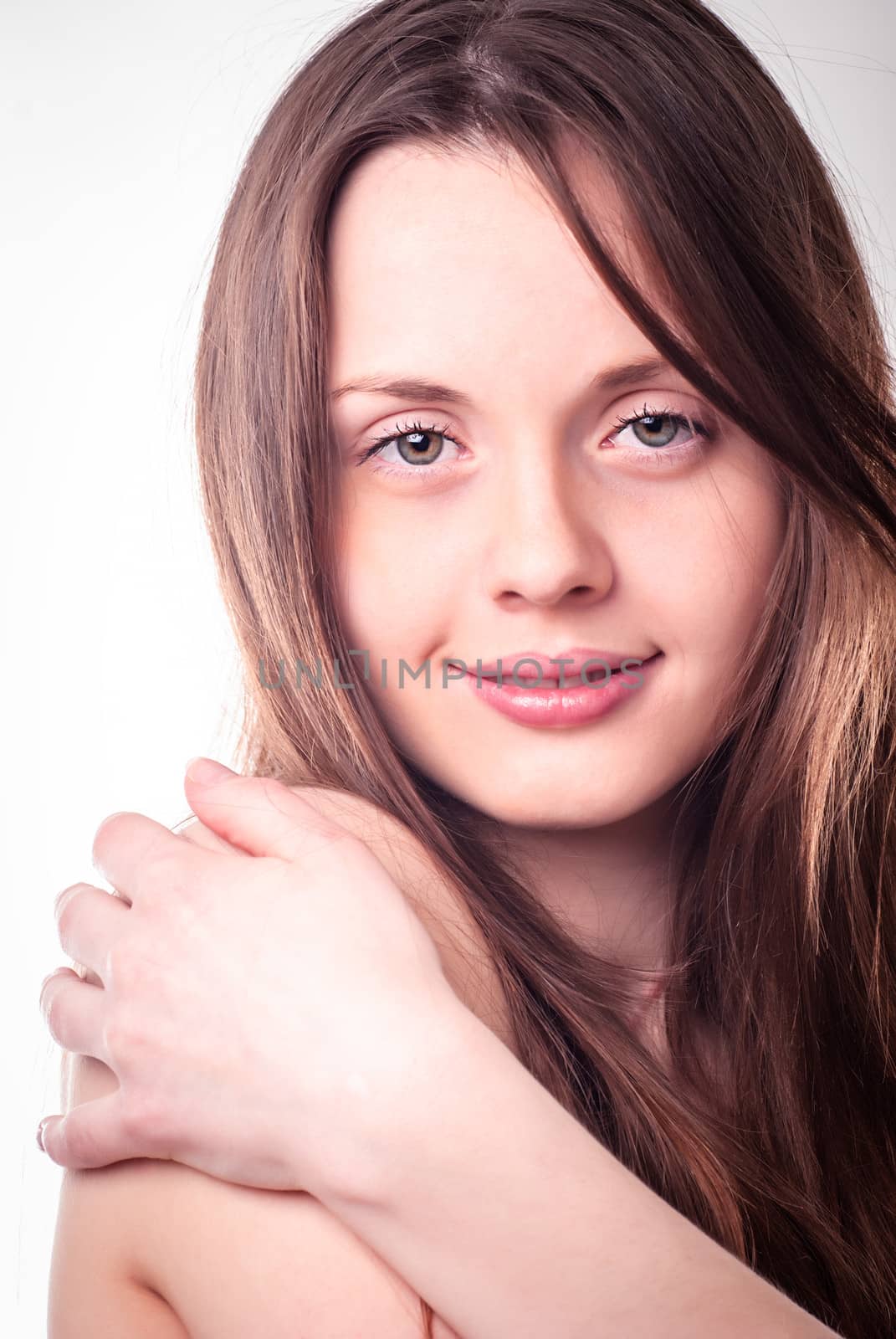 Young attractive woman. Only face, close up