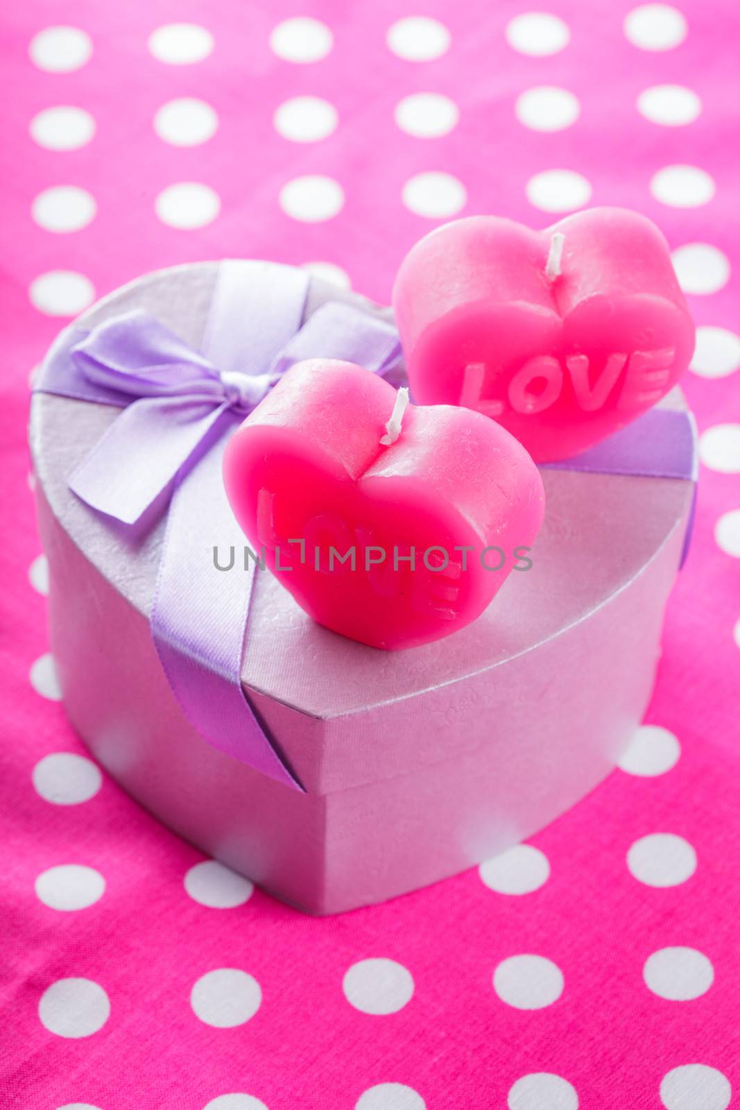 Love candles and gift box by oksix