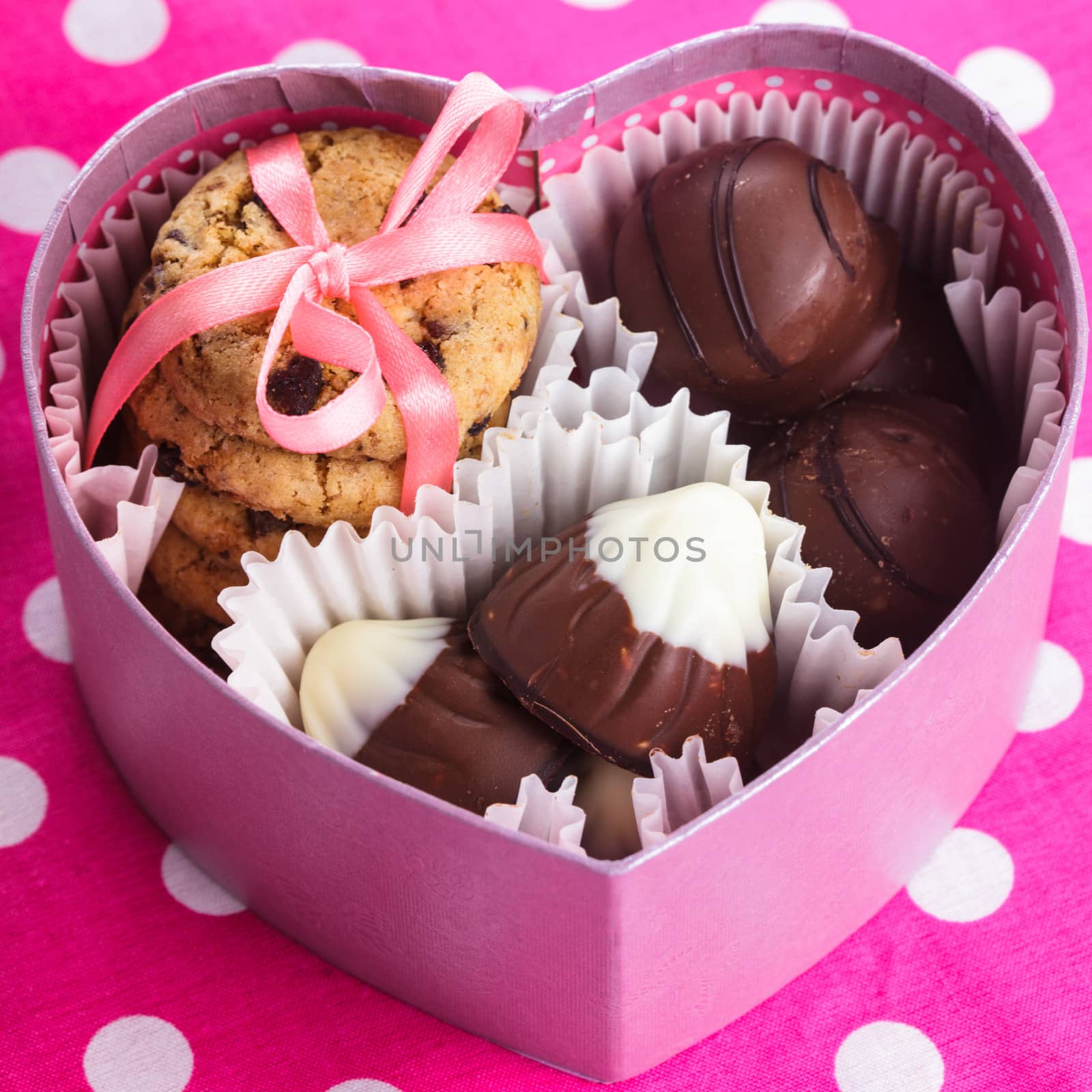 Sweet valentine's box with candies nad cookies