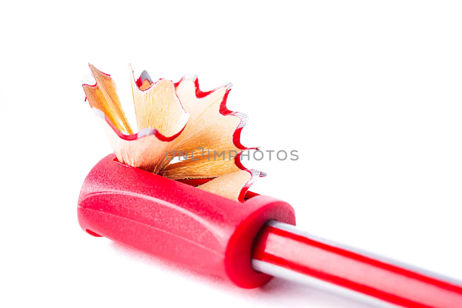 Red sharpener isolated on white background