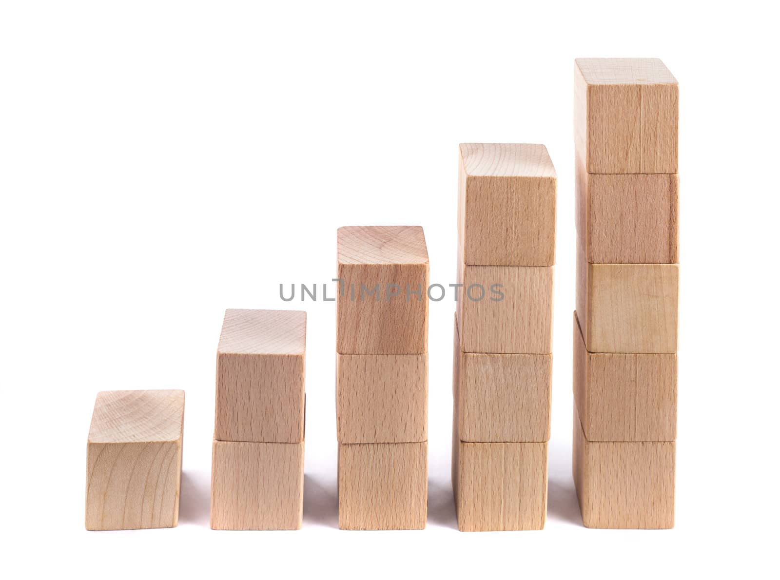 Wooden poles as a business concept, achieve goals, recovery