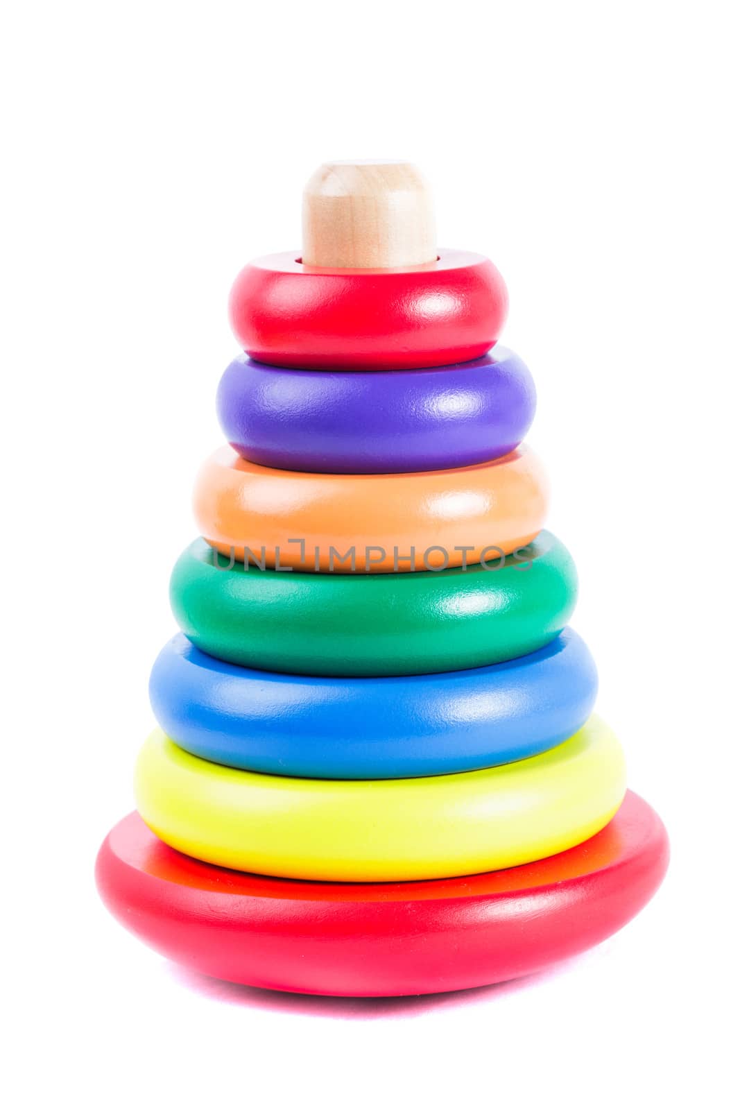 Colourful wooden pyramid - toy for a baby