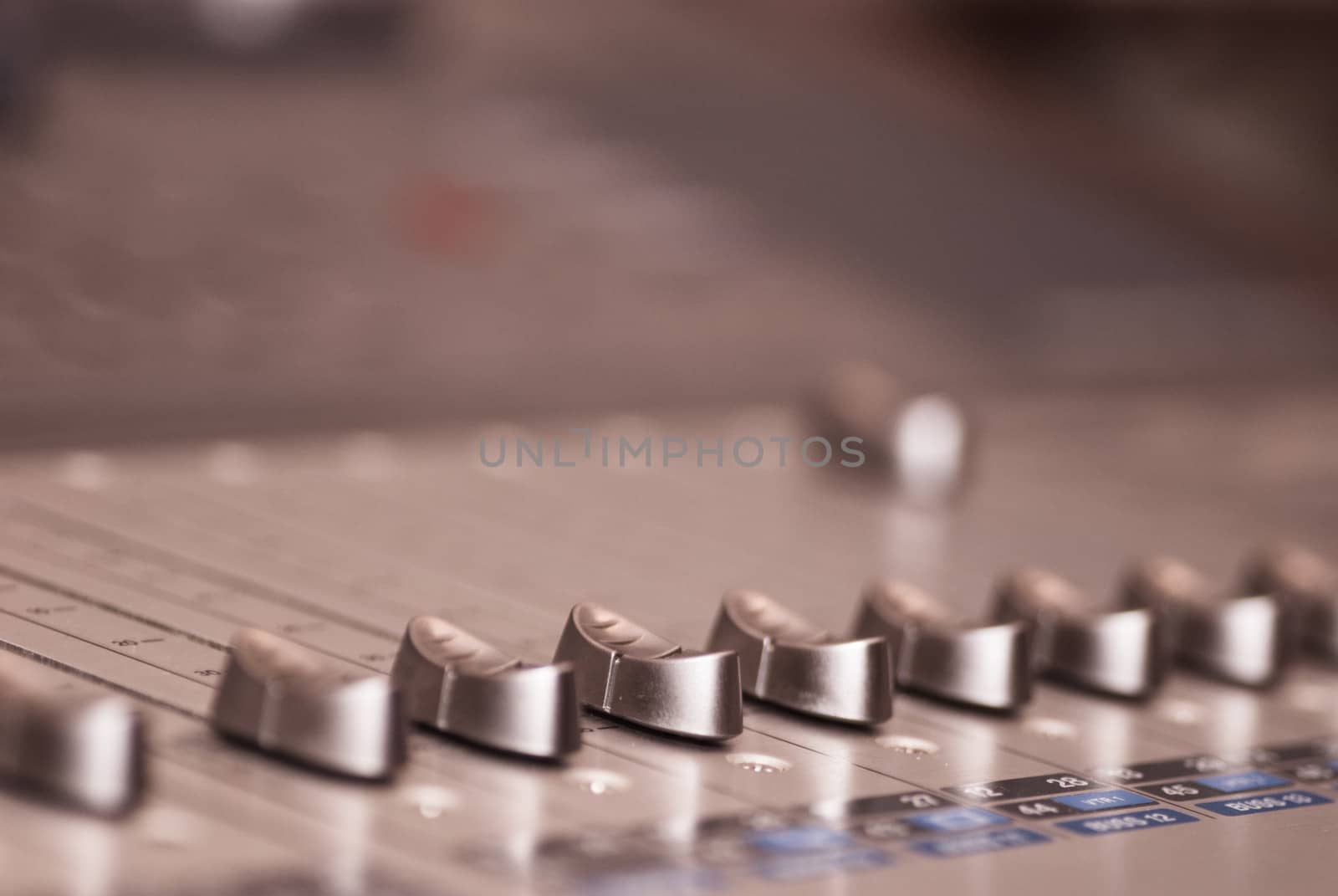 Audio board, selective focus, shallow deep of field