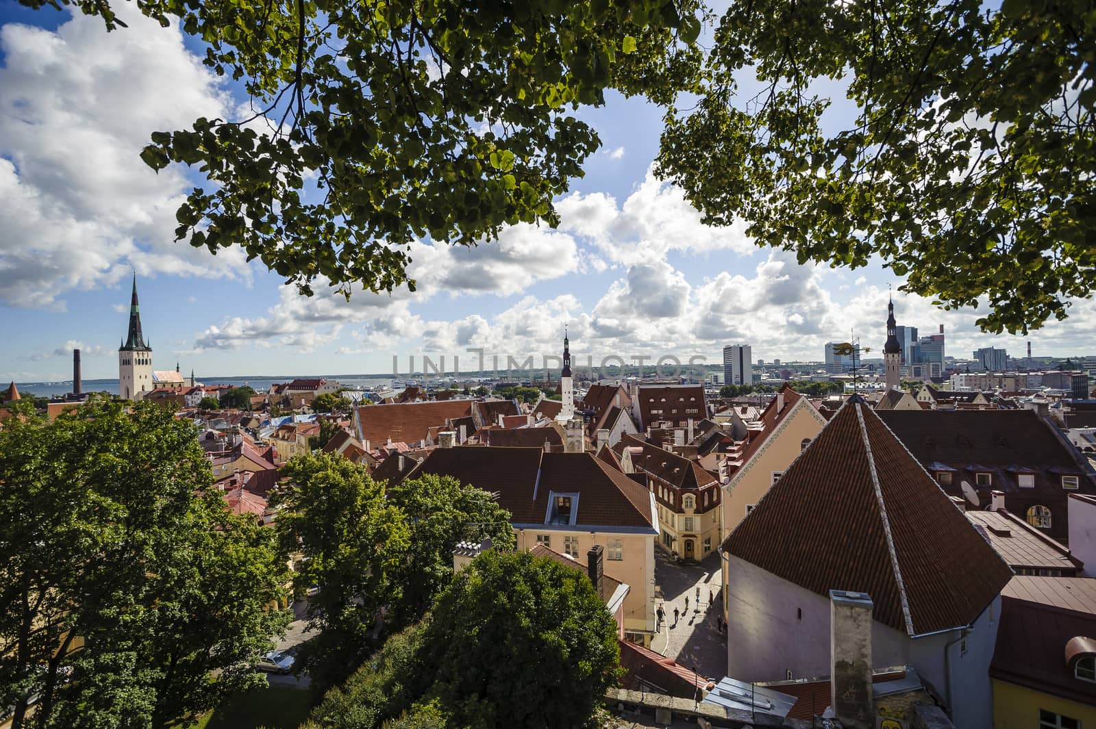 View from the hill on old town, visible roofs of tenements and c by westernstudio