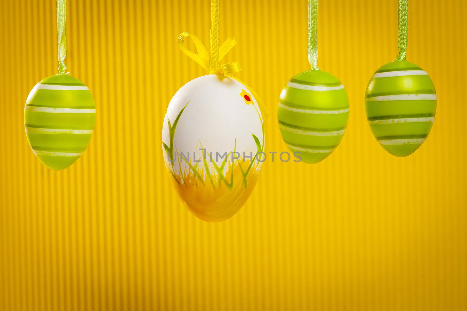 Painted eggs decorated by various colors before Easter. Eggs covered by lacquer and ornamented by miniature painting which. Painted eggs are the part of people's tradition in some of the Polish regions.