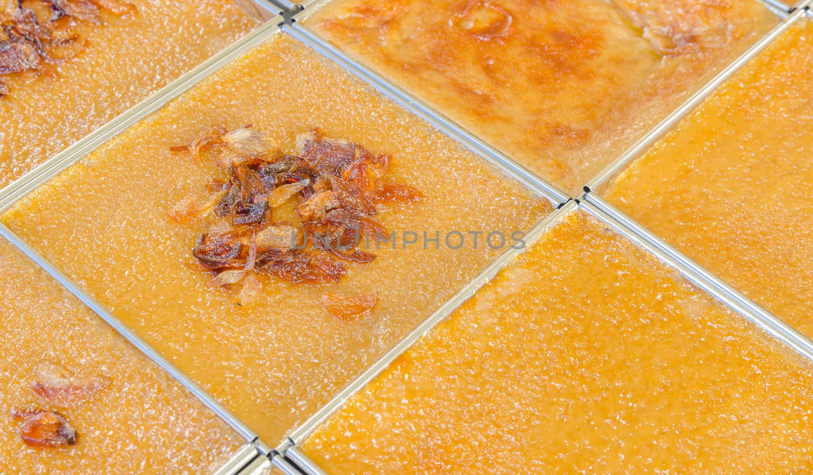 Mung Bean Thai Custard Dessert Recipe (Khanom Maw Kaeng)  sell at the fresh food market in the morning