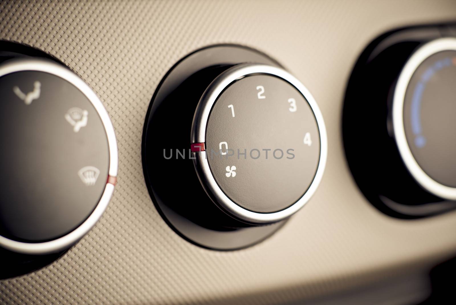 Climate controls instrument panel in car, vehicle. by westernstudio