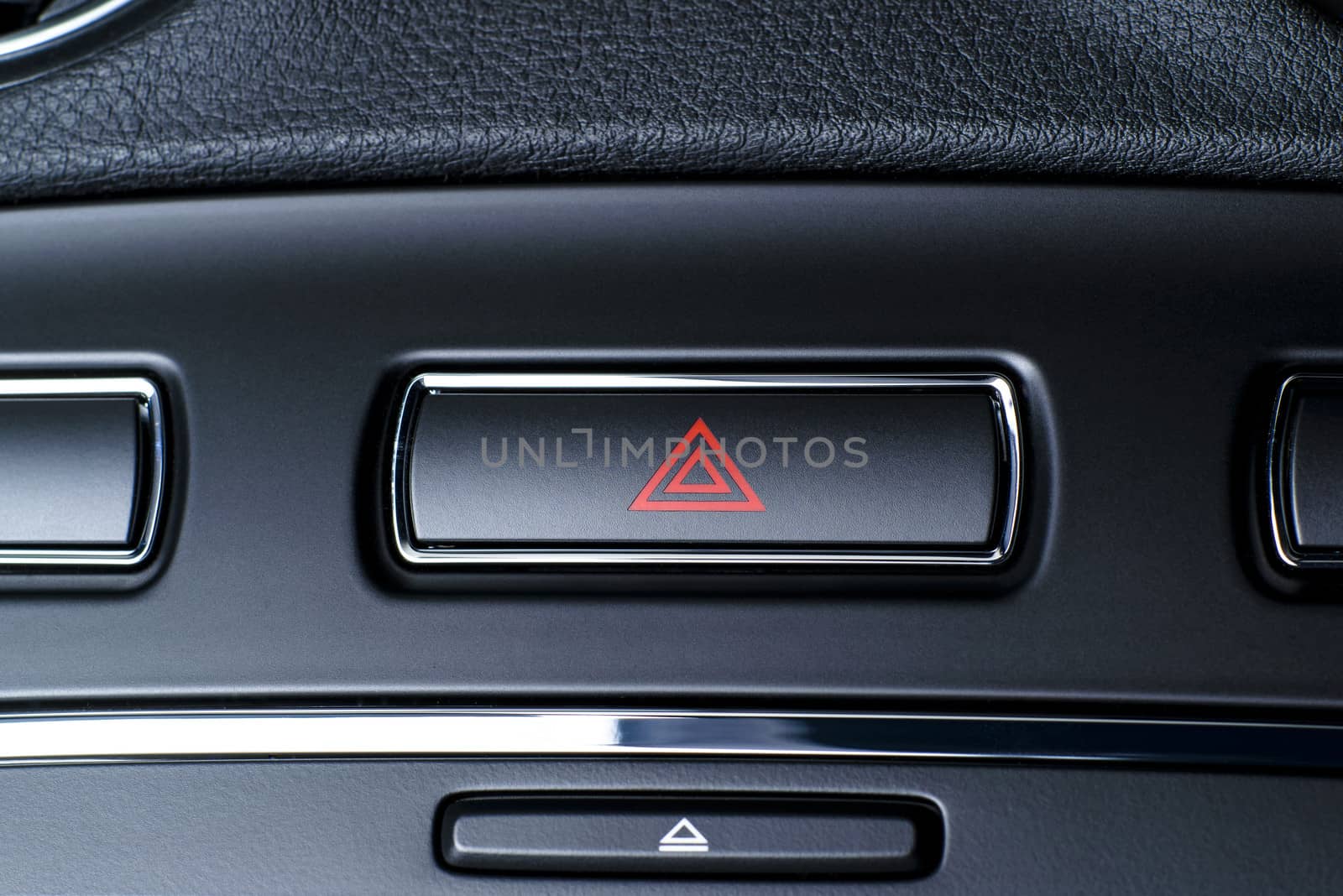 Vehicle, car hazard warning flashers button with visible red triangle. by westernstudio