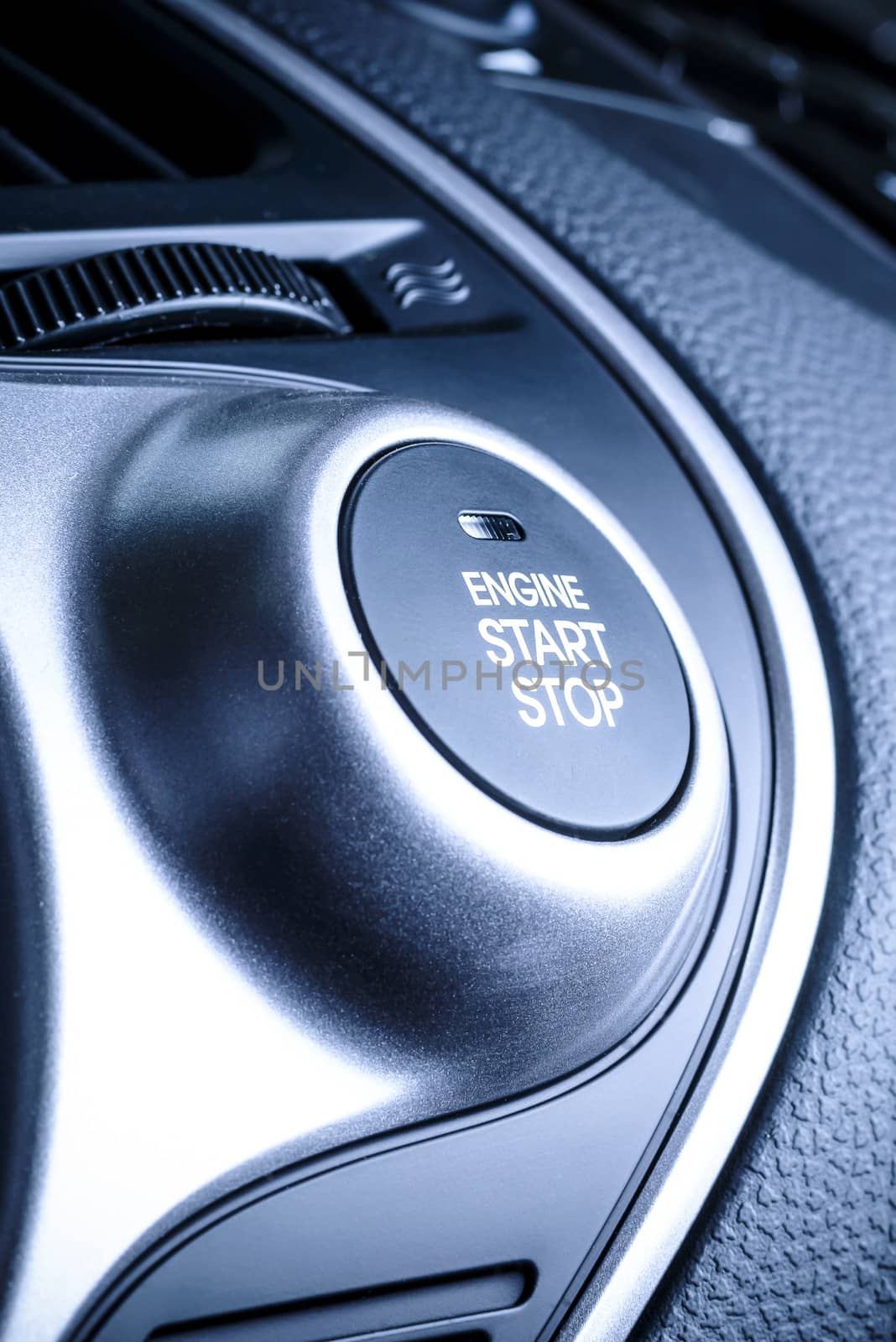 START/STOP ignition button in car, vehicle. by westernstudio