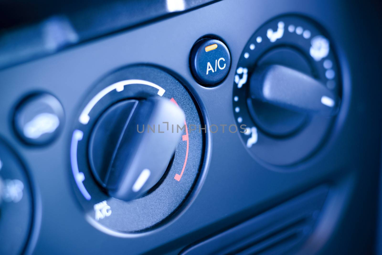 Climate controls instrument panel in car, vehicle. by westernstudio