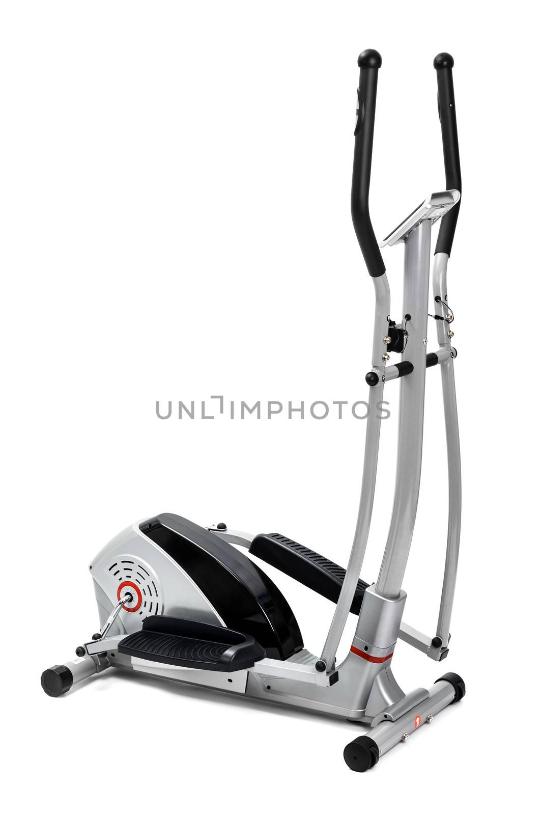 elliptical trainer machine, isolated on white background