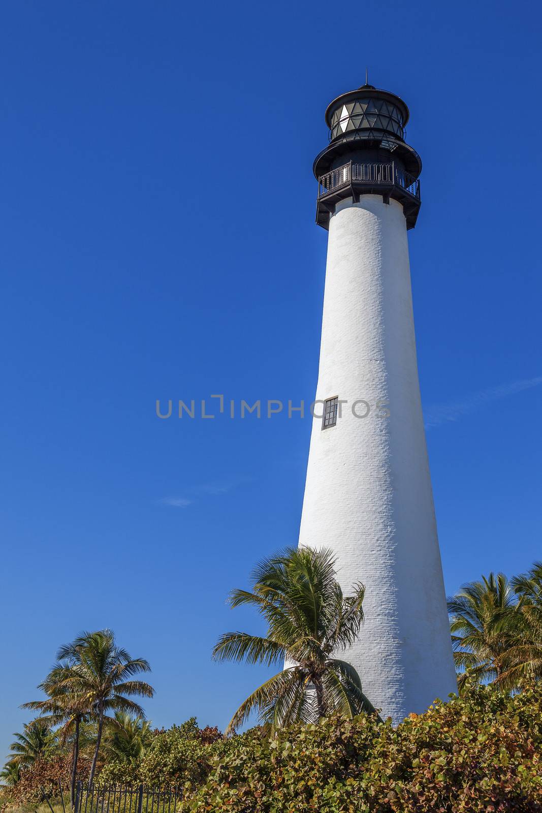 Famous Cape Florida Lighthouse and Lantern in Bill Baggs State Park in Key Biscayne Florida 