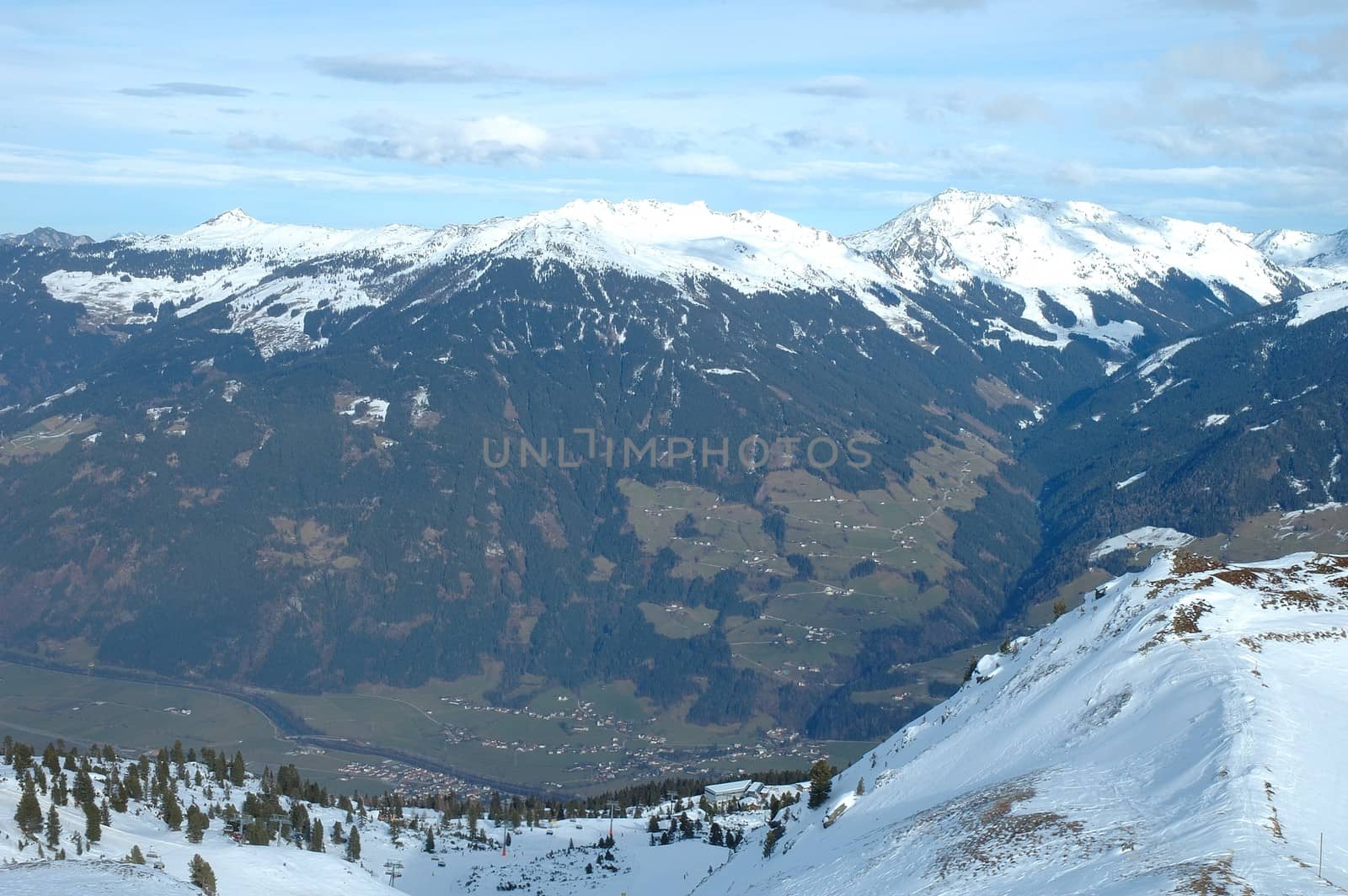 Valley in Alps in winter by janhetman