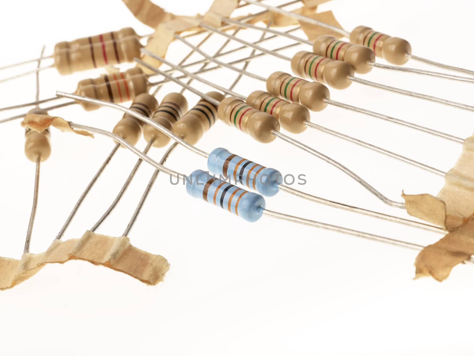 Resistors macro isolated on white