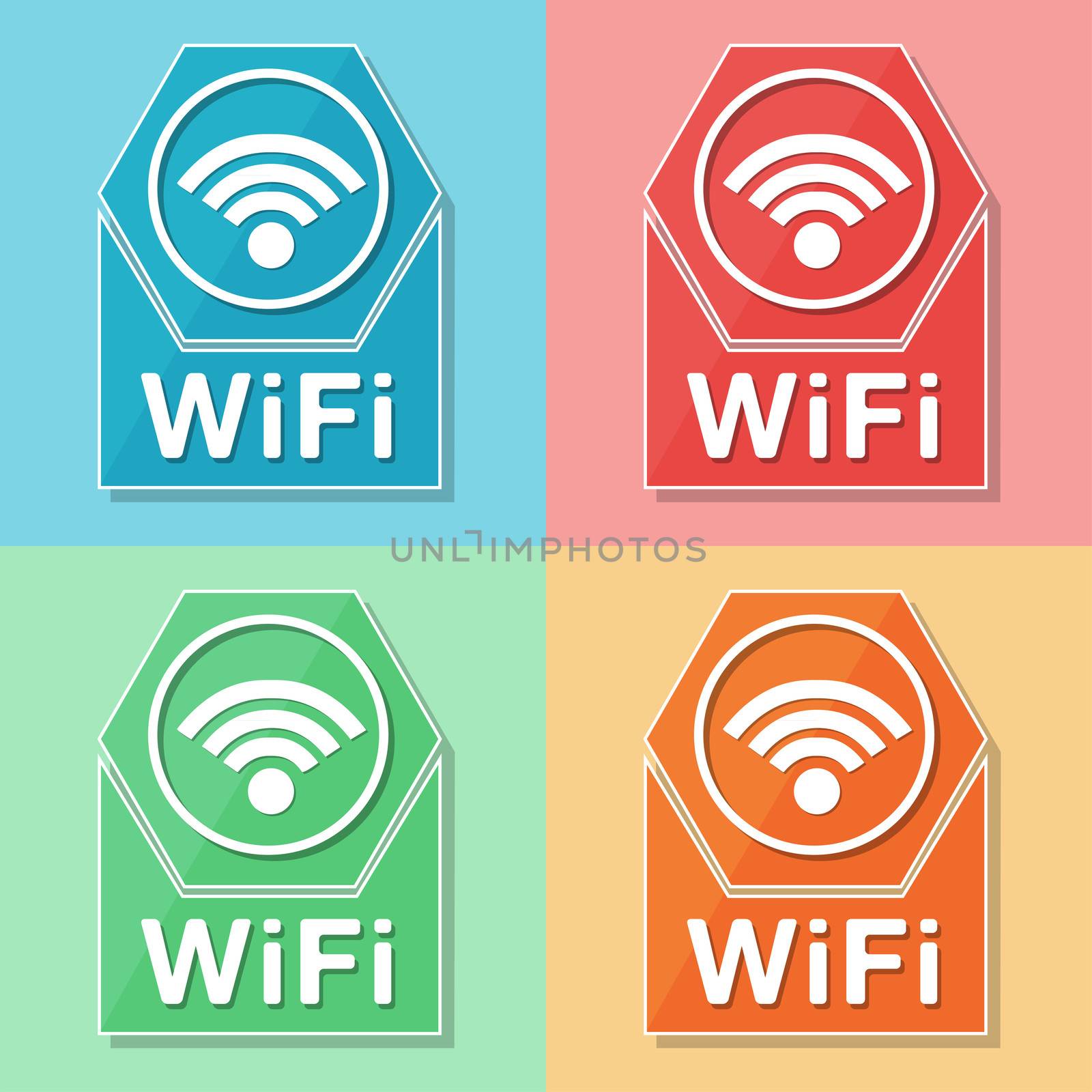 wifi symbol, four colors web icons by marinini