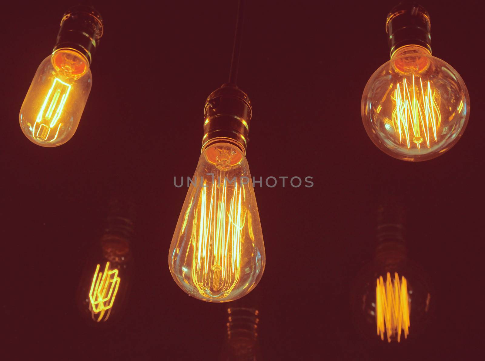 Vintage lighting decor with retro filter effect