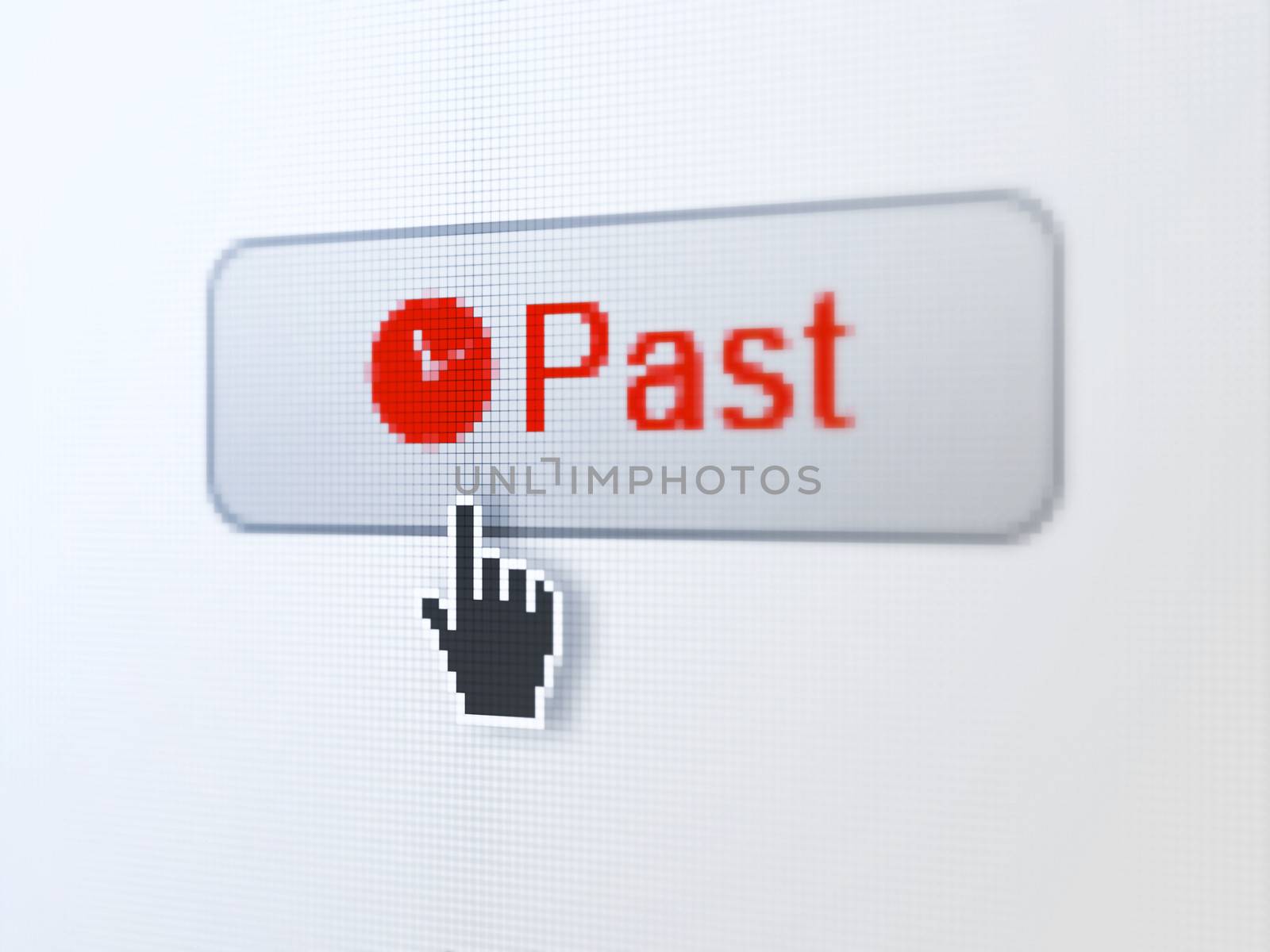 Timeline concept: Past and Clock on digital button background by maxkabakov