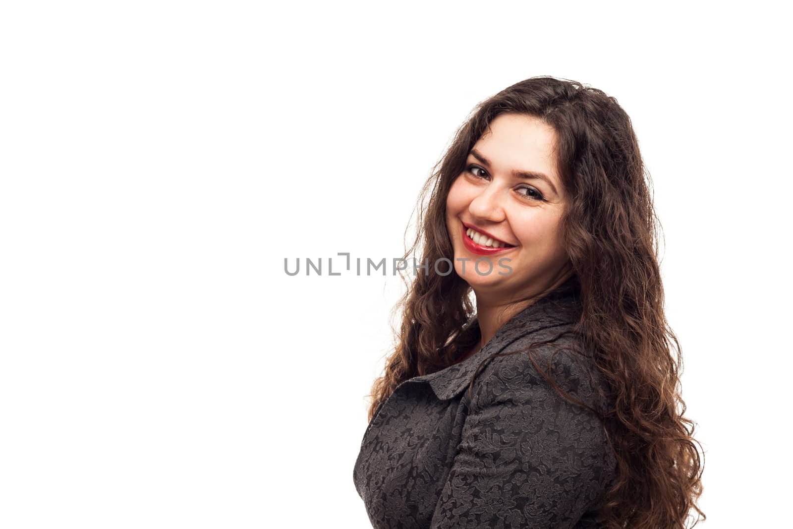 Confident business woman portrait isolated over a white background