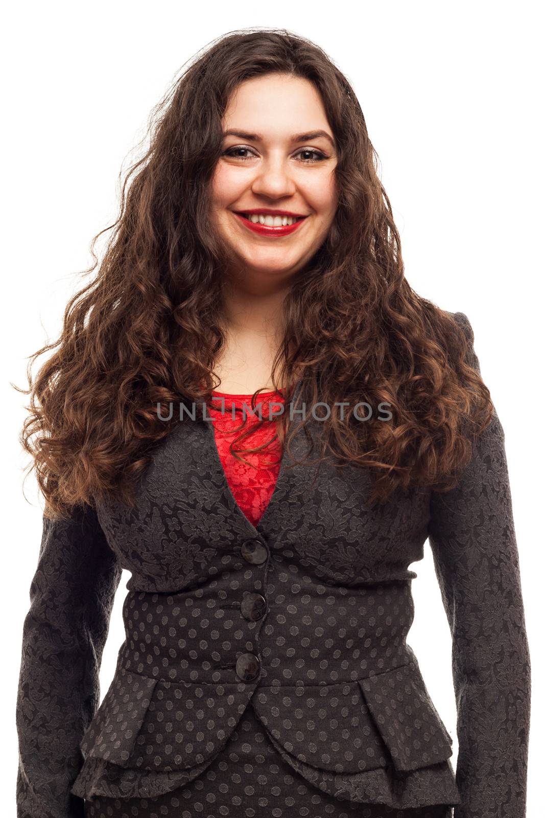 Confident business woman portrait isolated over a white background