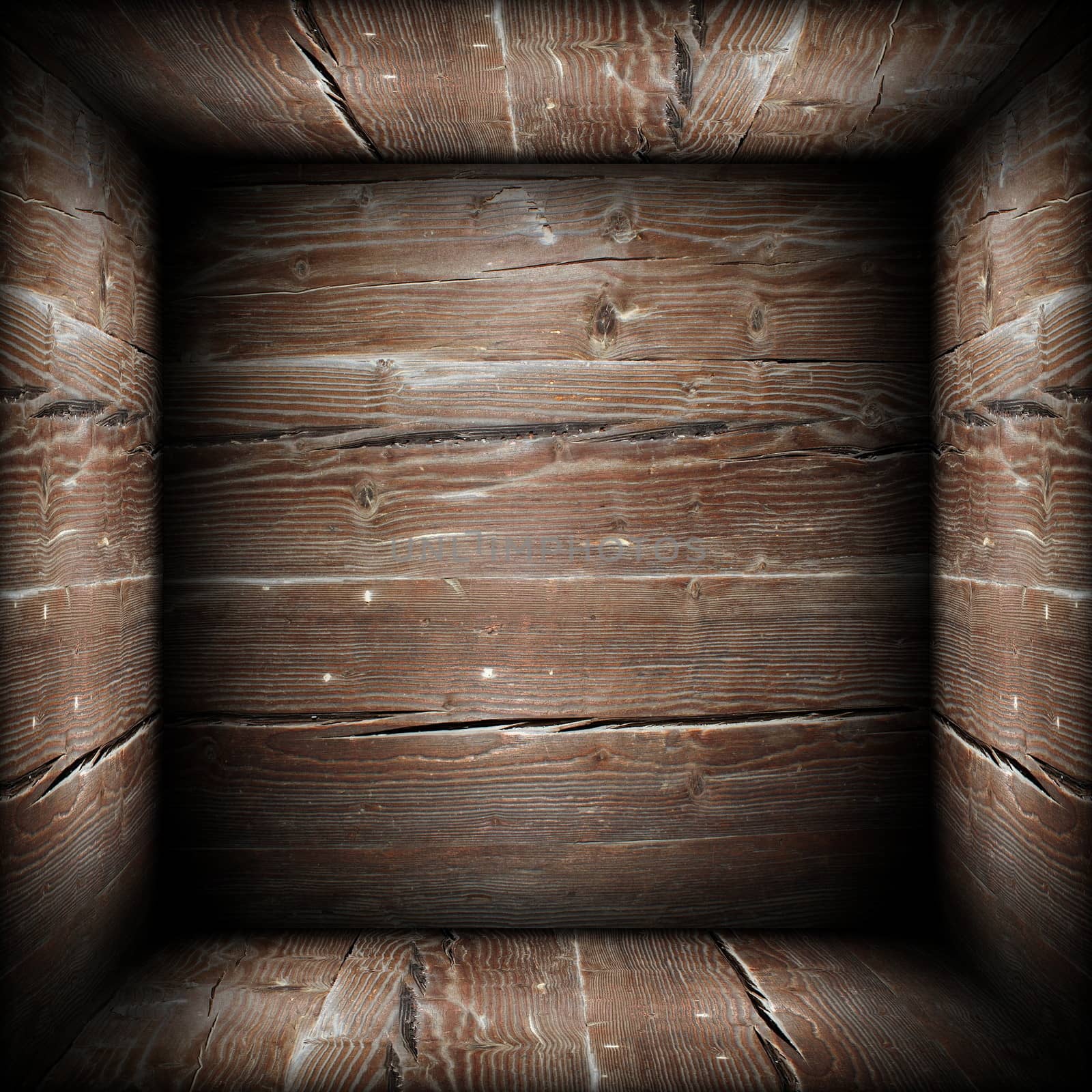 abstact view of wooden box interior by taviphoto