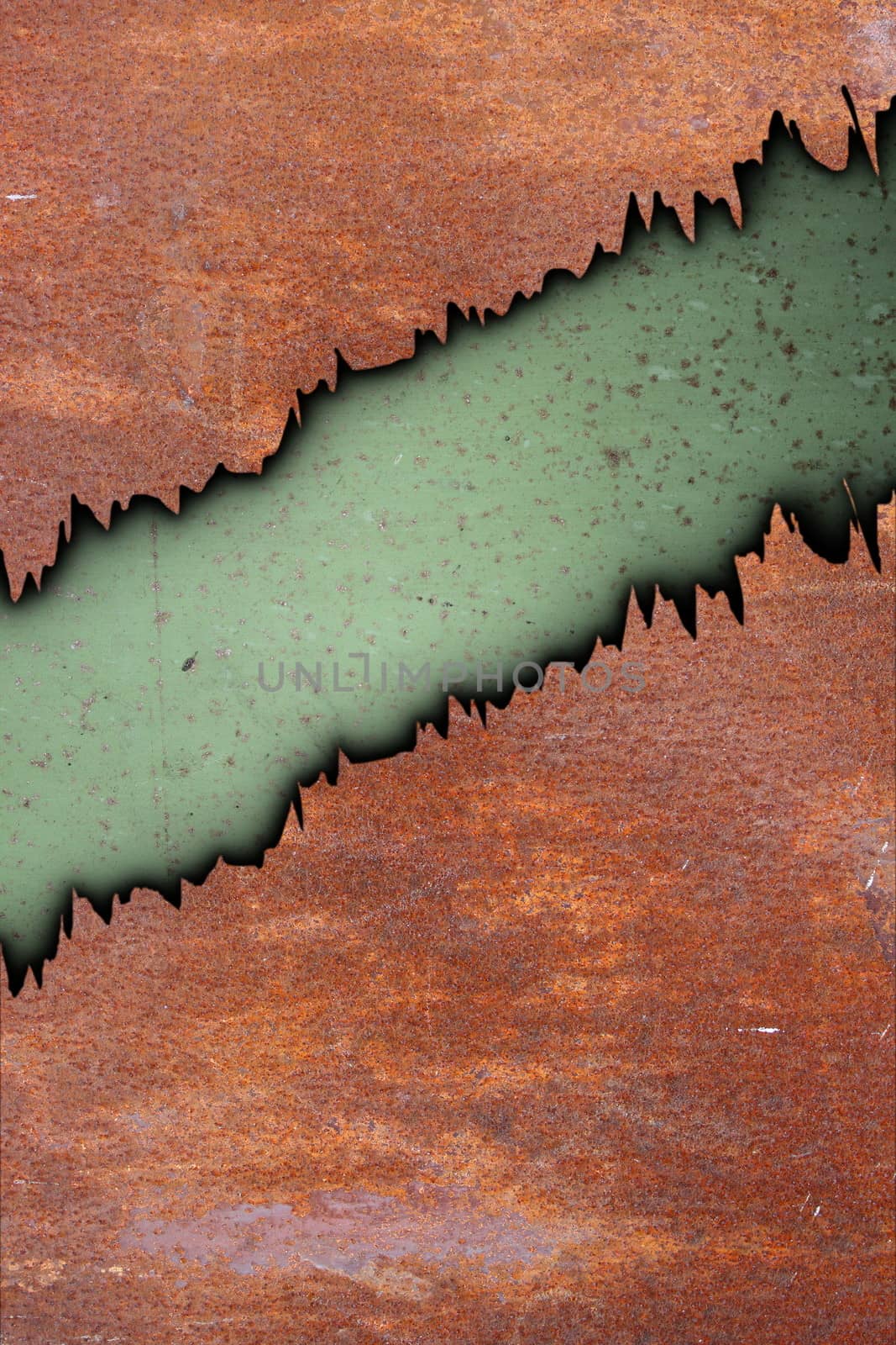 metal rust texture with cracks over old green painted surface