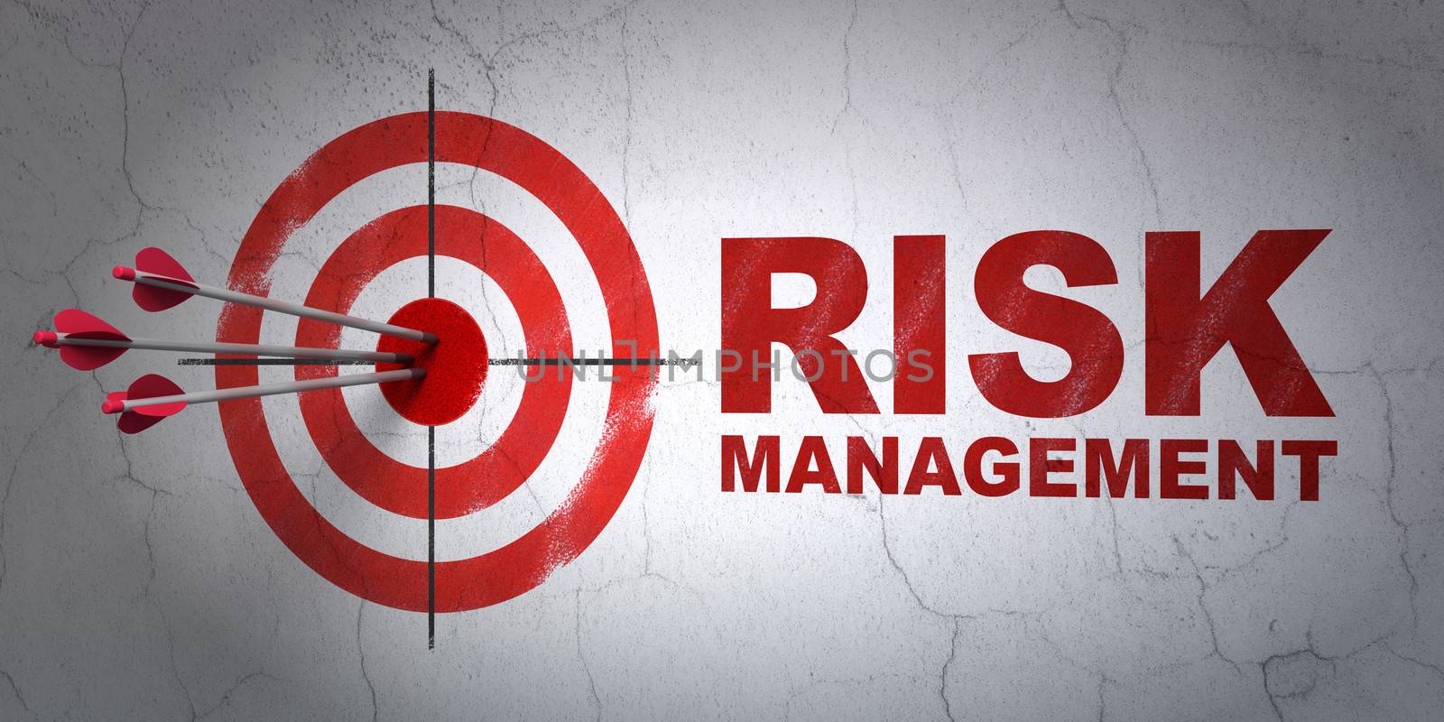 Business concept: target and Risk Management on wall background by maxkabakov