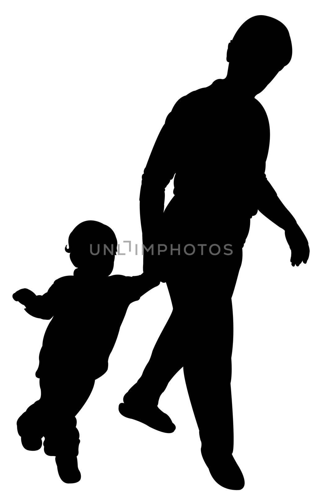 mom and baby boy walking silhouette vector by Dr.G
