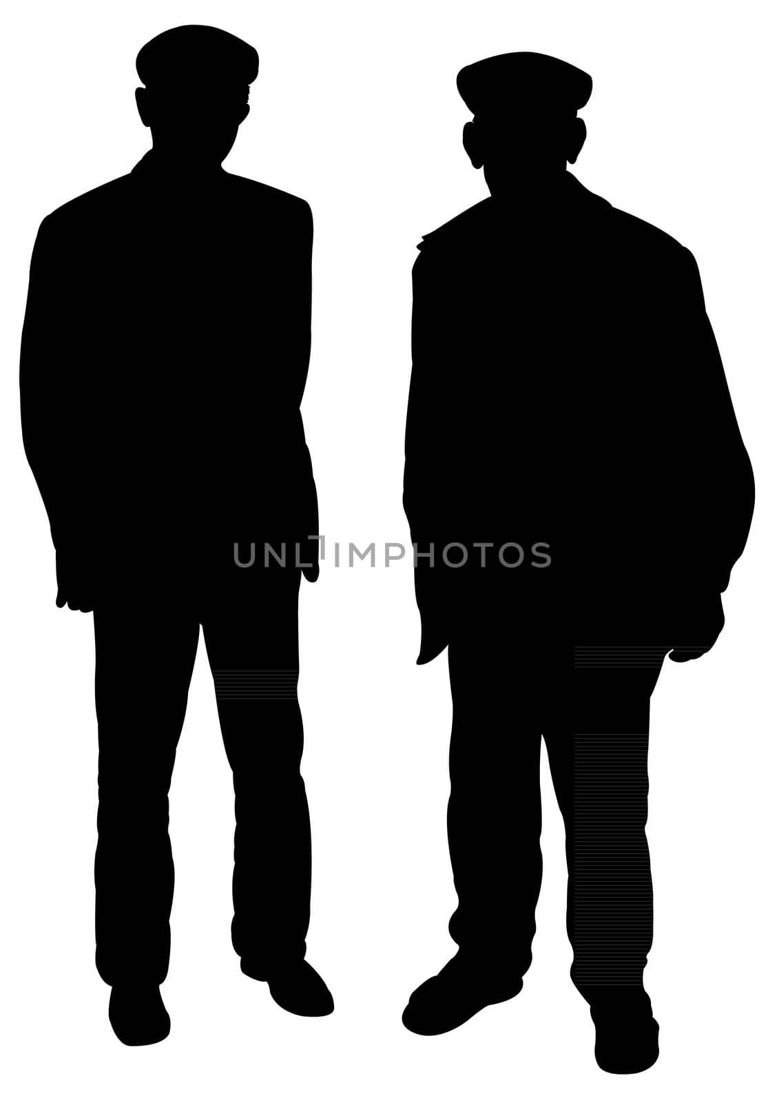 two old poor men silhouette vector