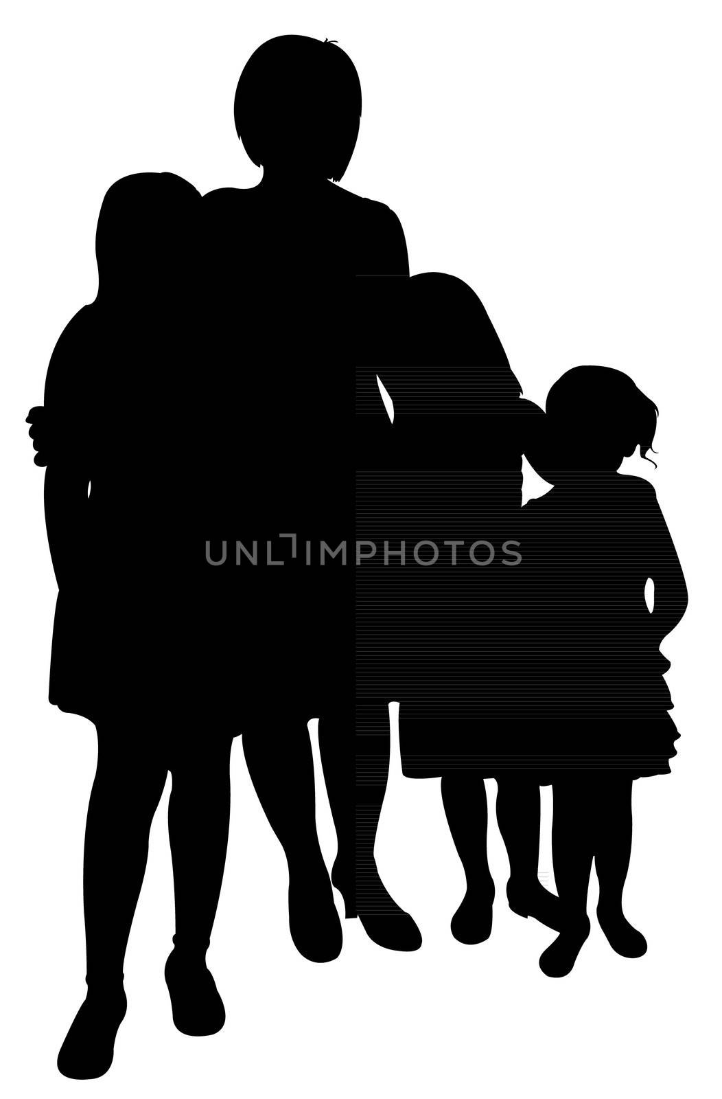 mother with three daughters,silhouett e vector by Dr.G
