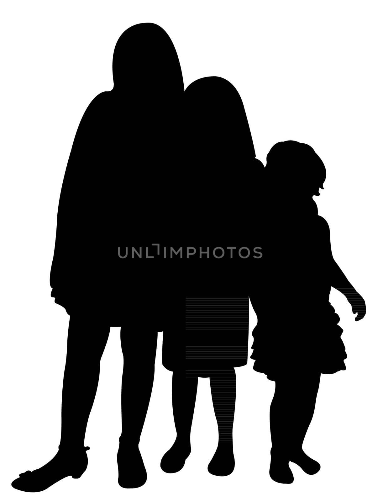 three sisters together silhouette vector by Dr.G