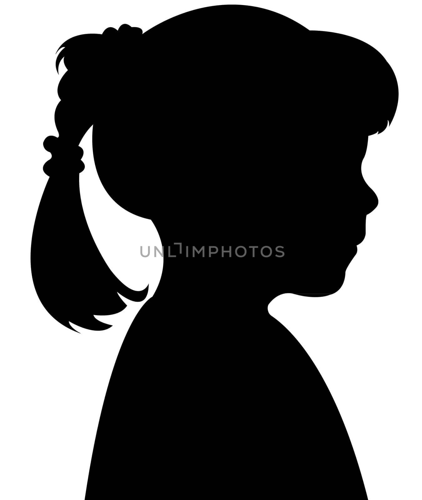 small girl head silhouette vector