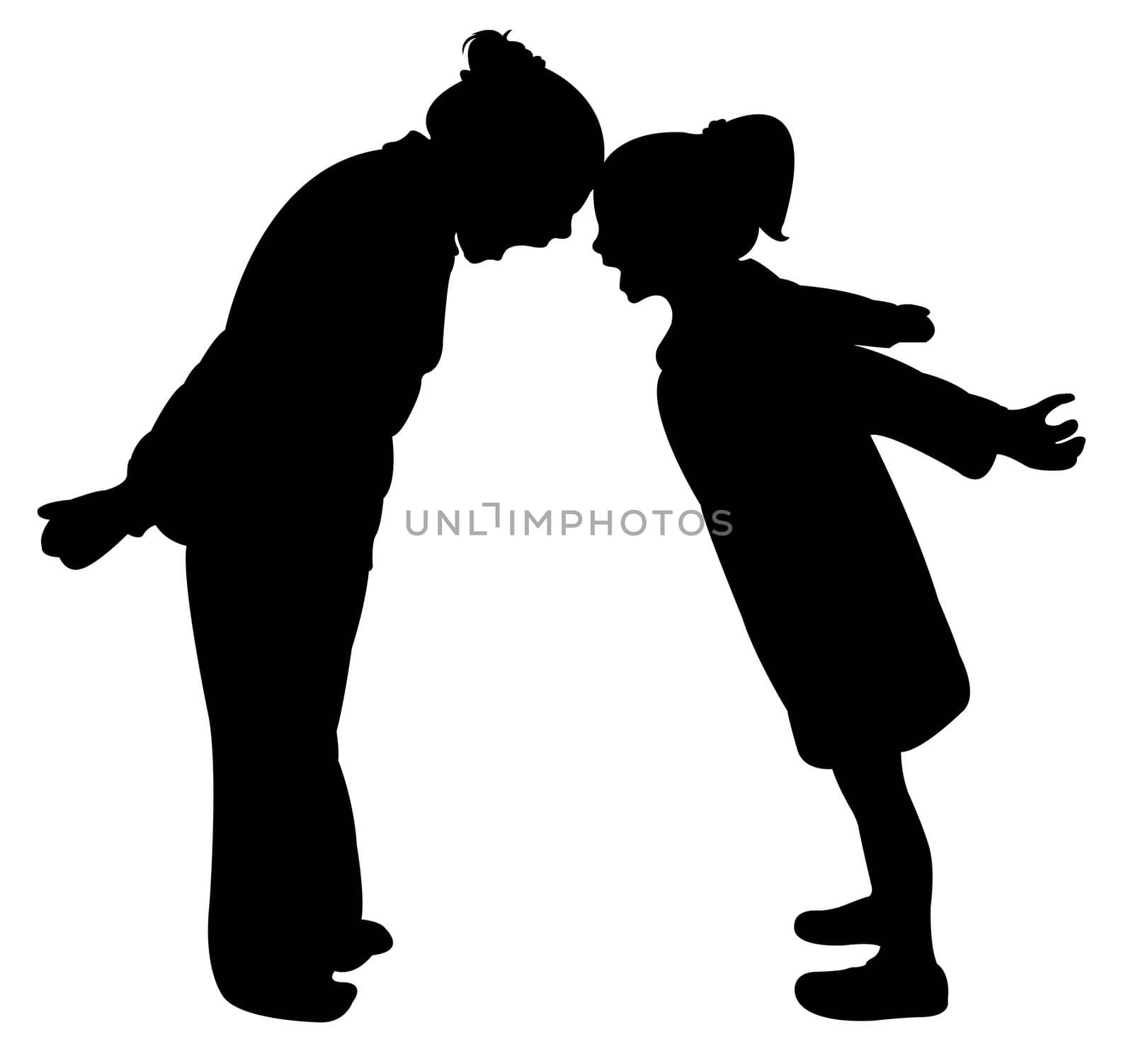 girls fighting silhouette vector