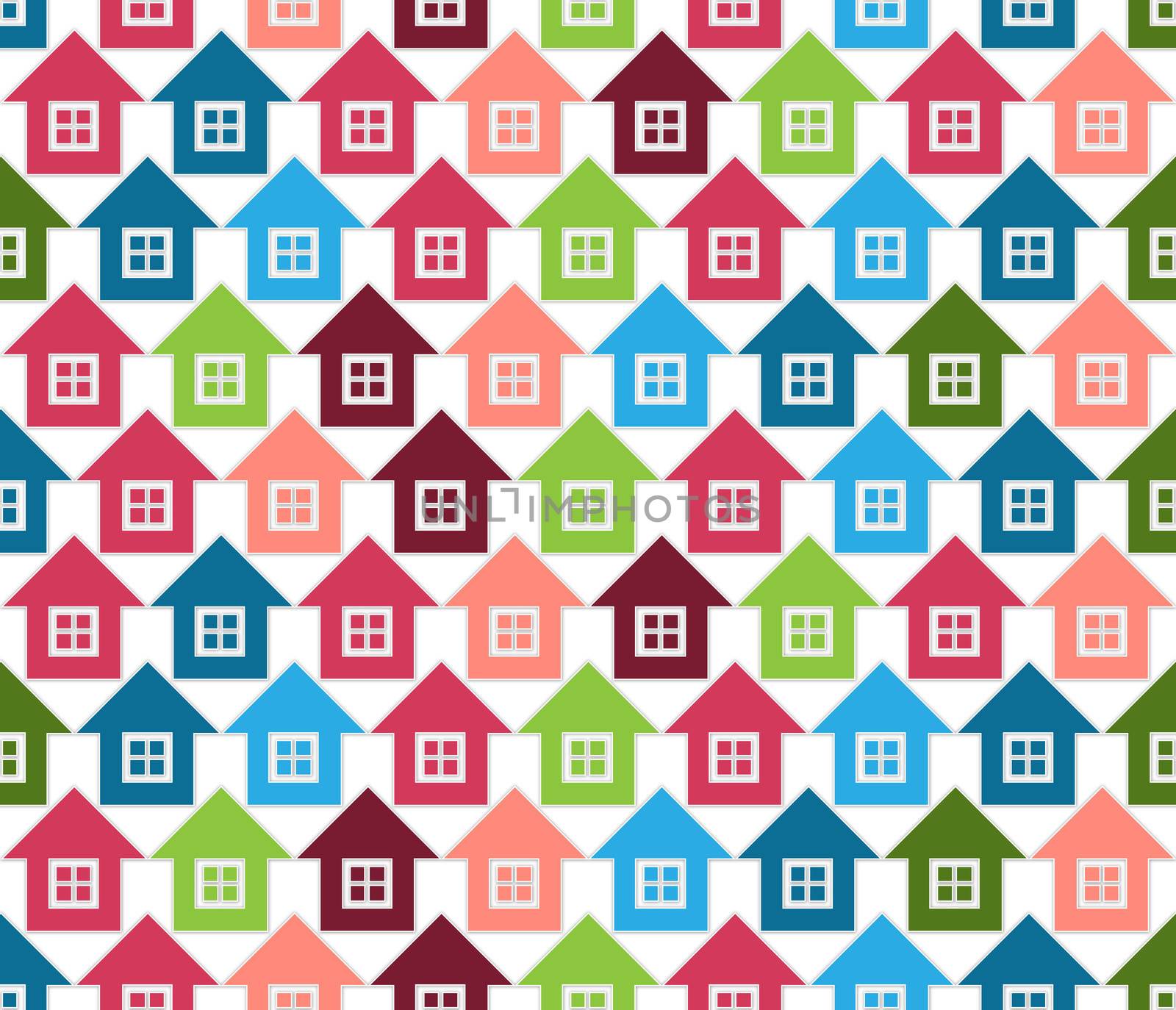 background or pattern for textile printing colored houses