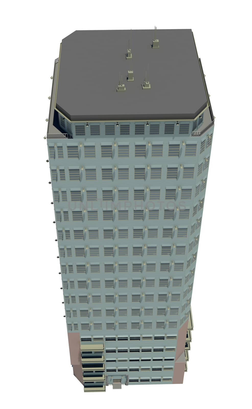 Highly detailed building. Isolated render on a white background