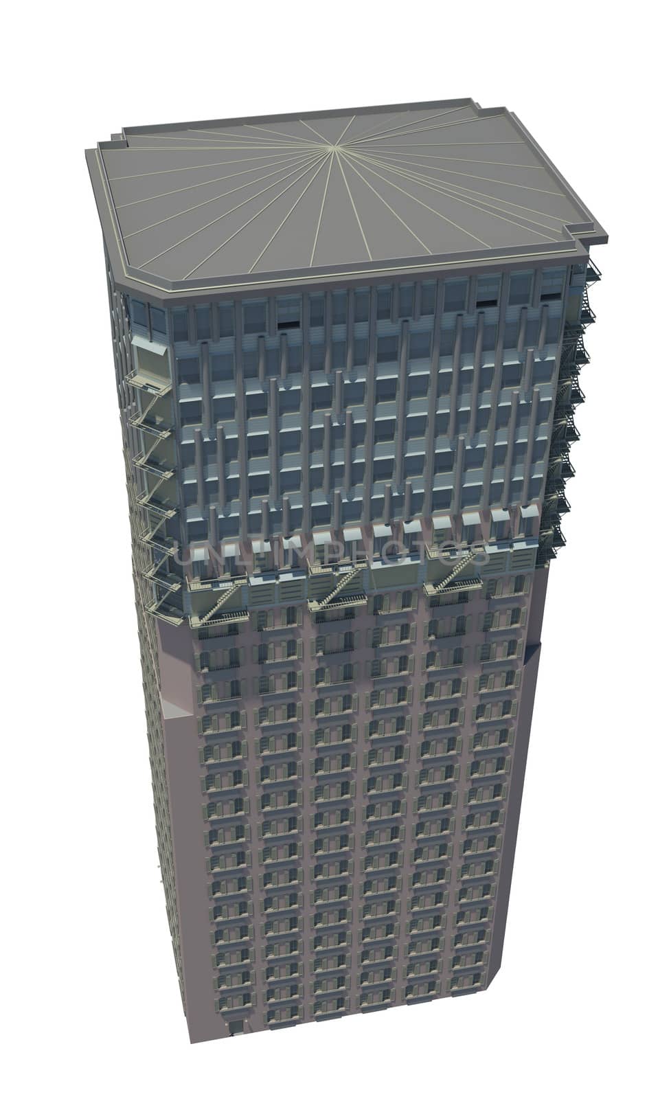 Highly detailed building. Isolated render on a white background