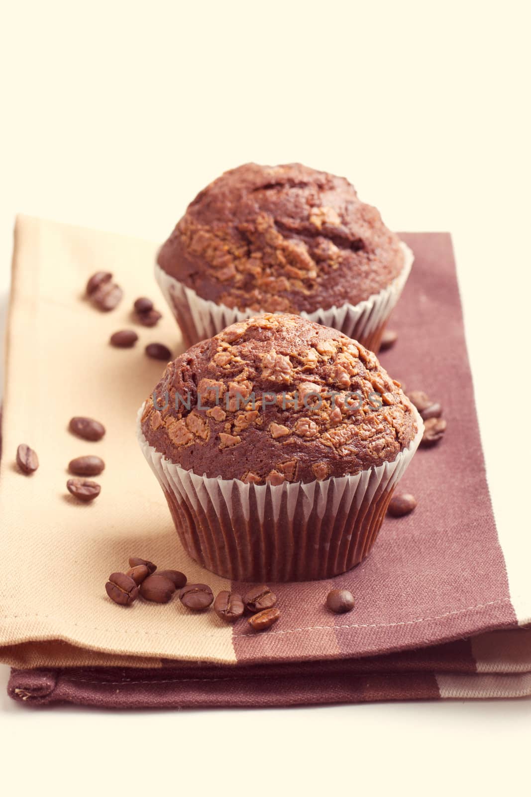 two chocolate chip muffins