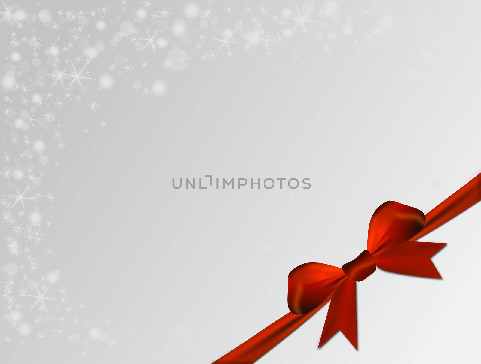 Silver Christmas background with red bow