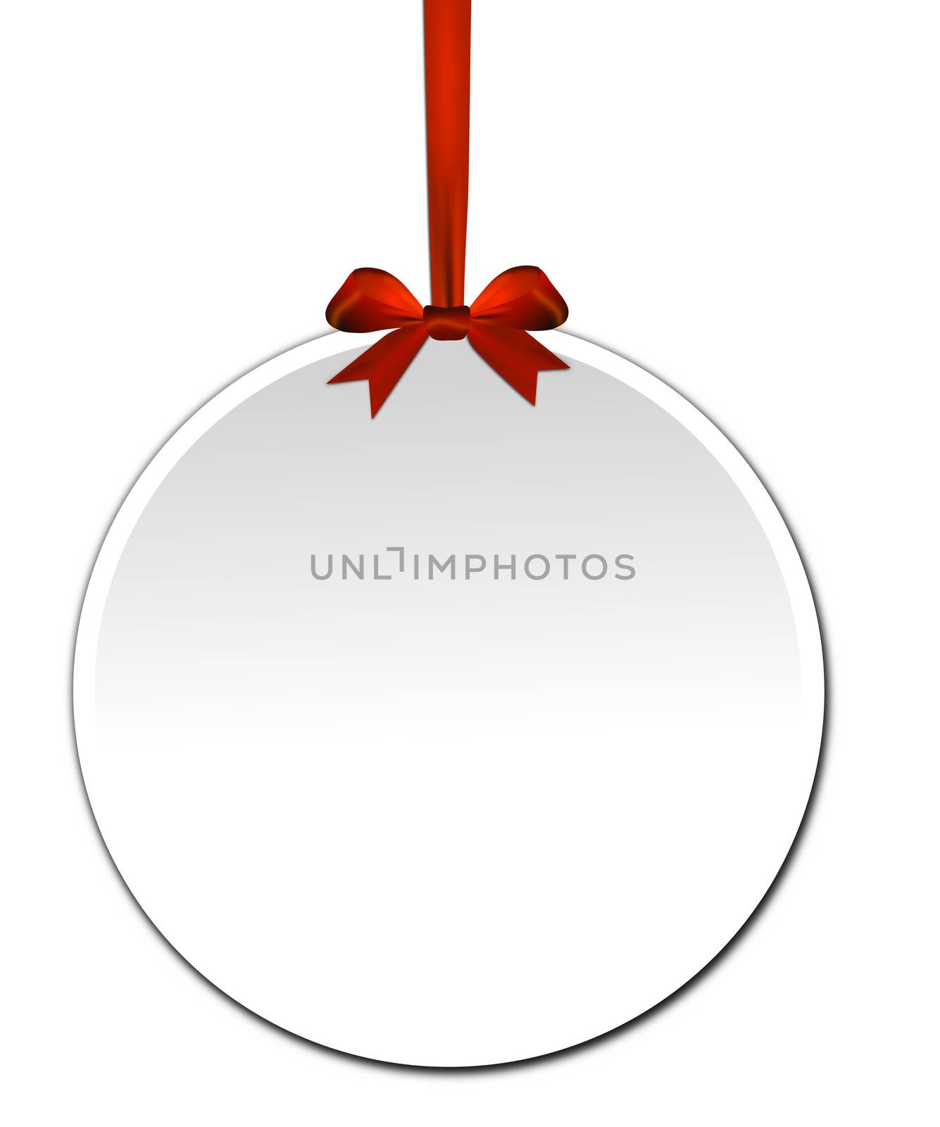 Decorative round with red bow on a white background