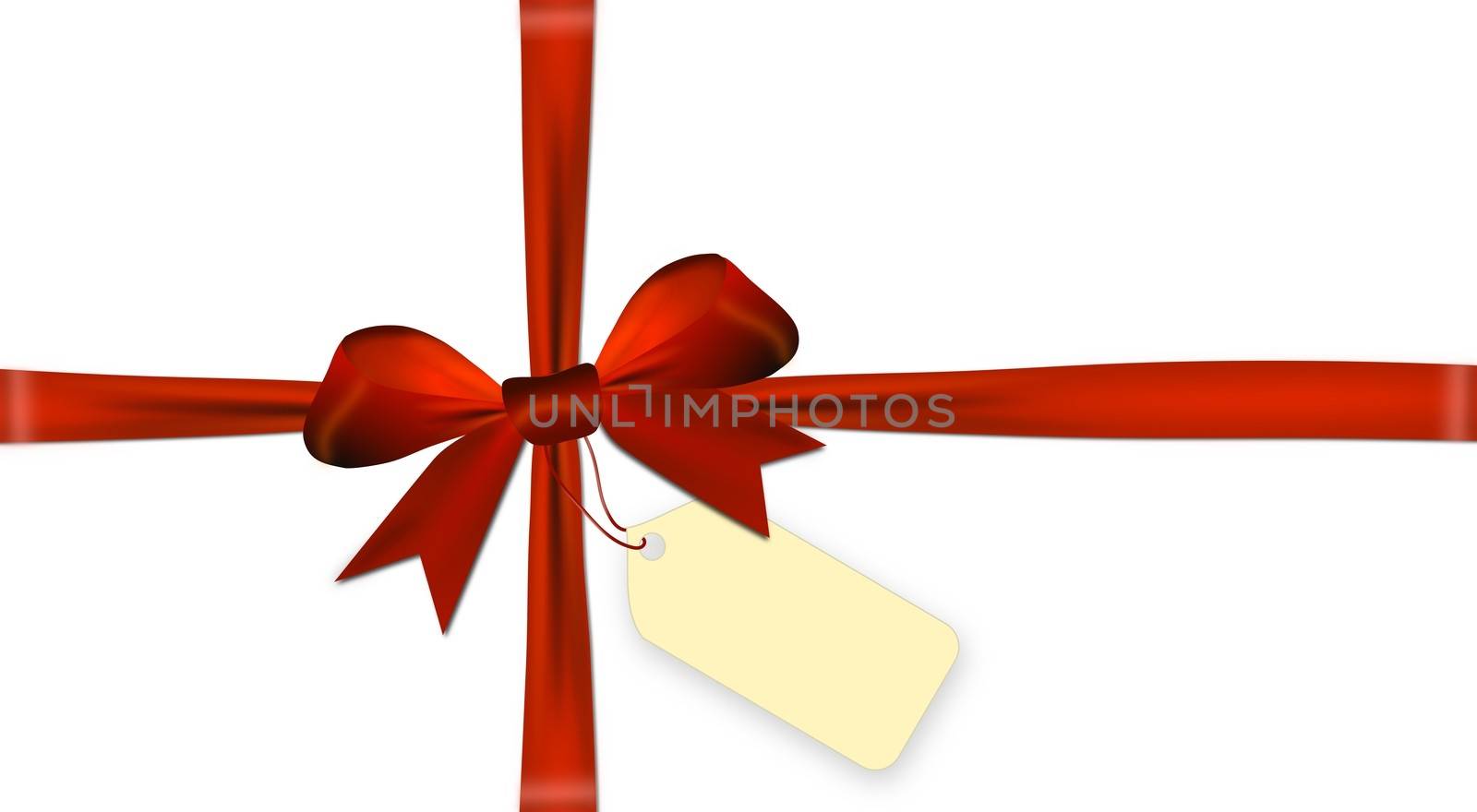 Ribbons crossed with red bow isolated on a white background