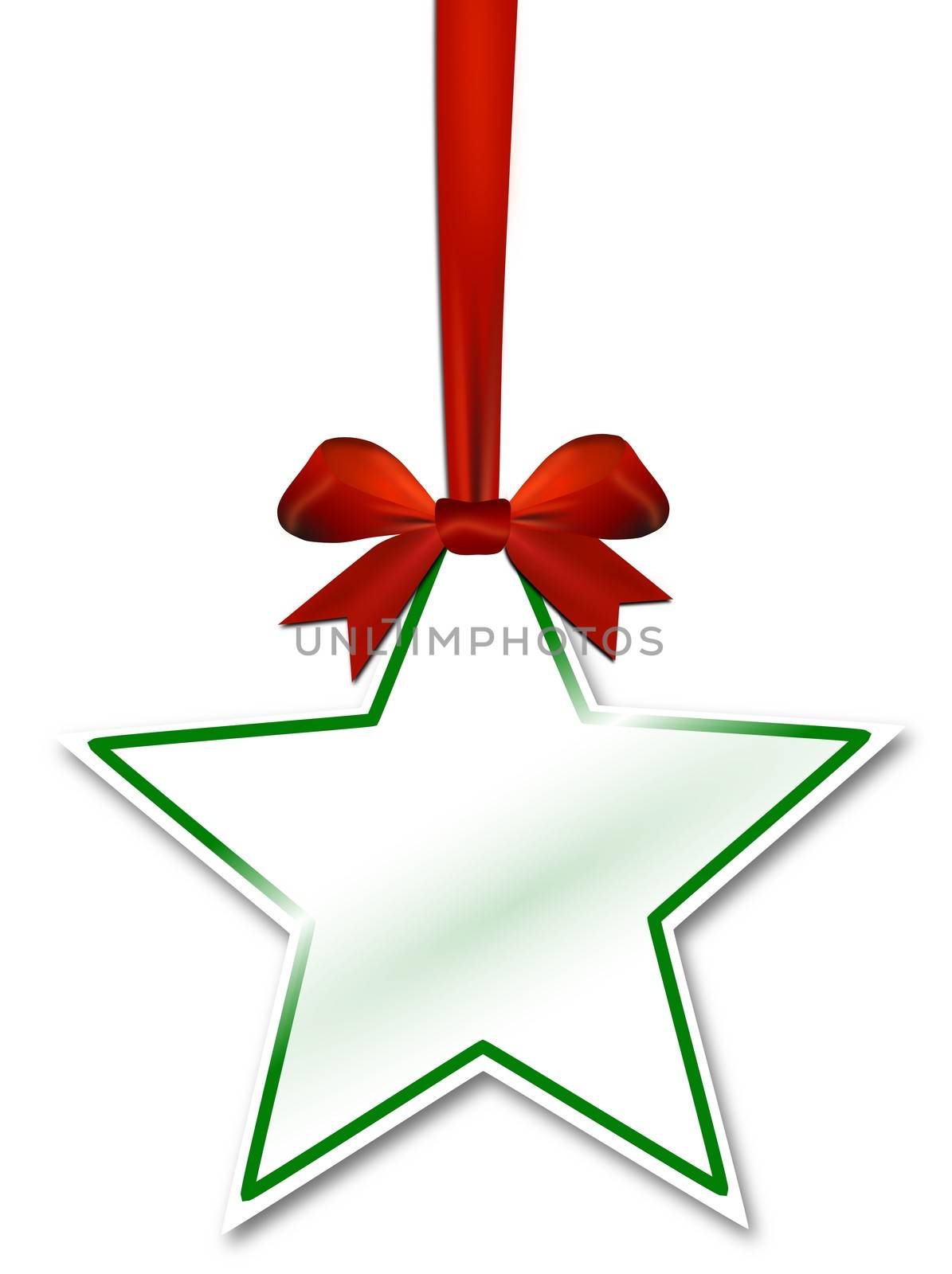 Decorative star with red bow on a white background
